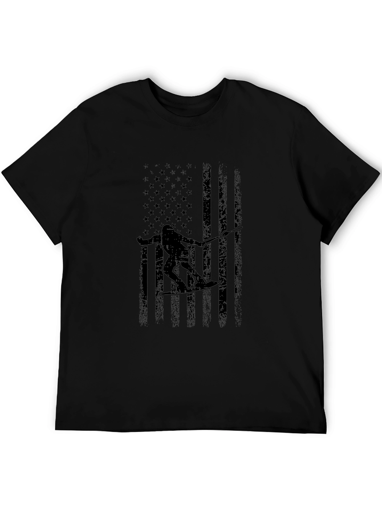 American Flag Wake Surfer Graphic Tee - Black
