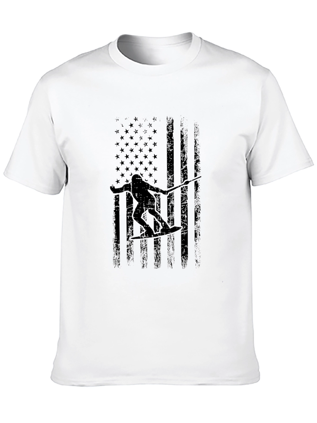 American Flag Wake Surfer Graphic Tee - Black