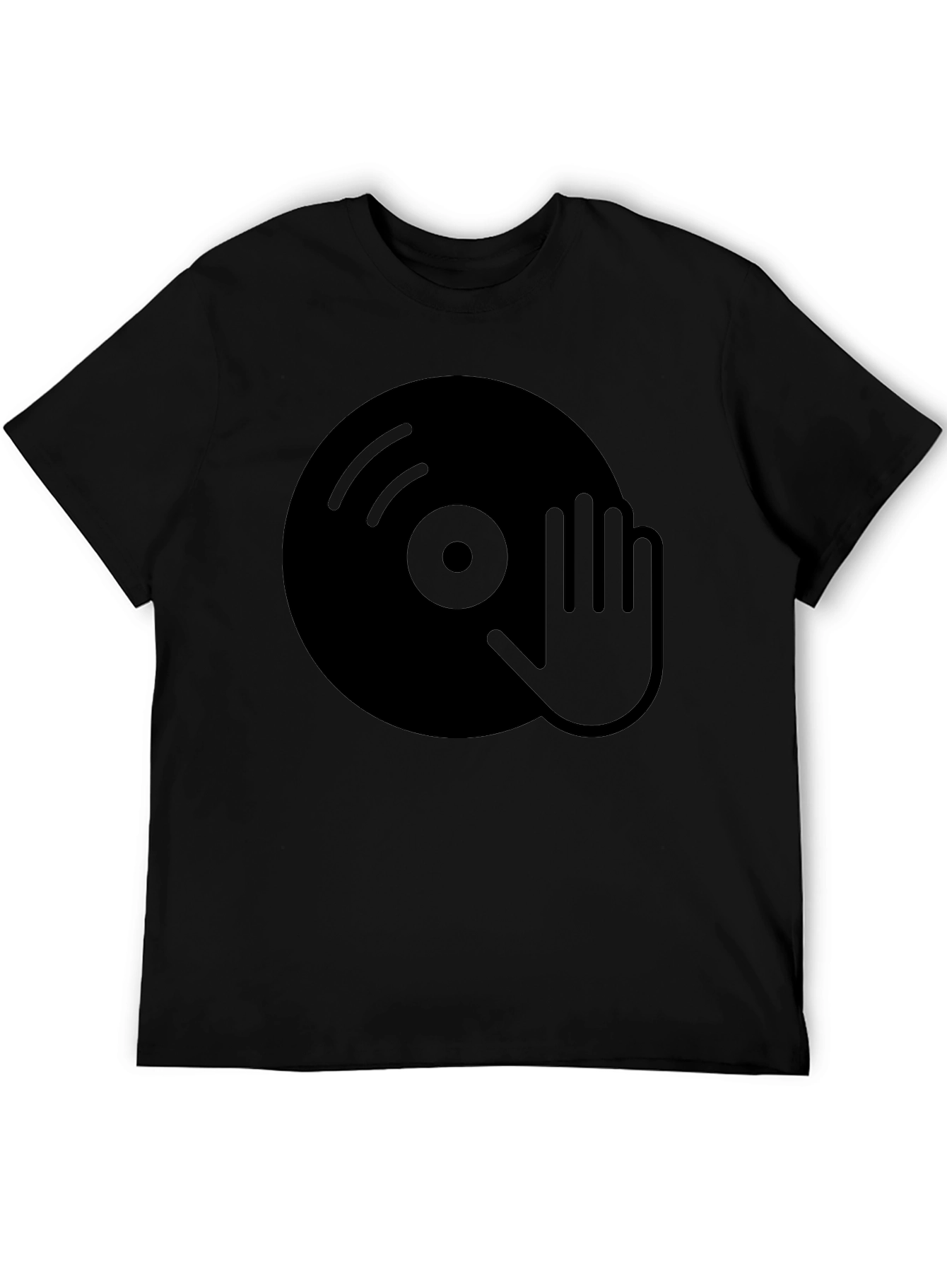 DJ Turntable Graphic Tee - Black Cotton Blend T-Shirt