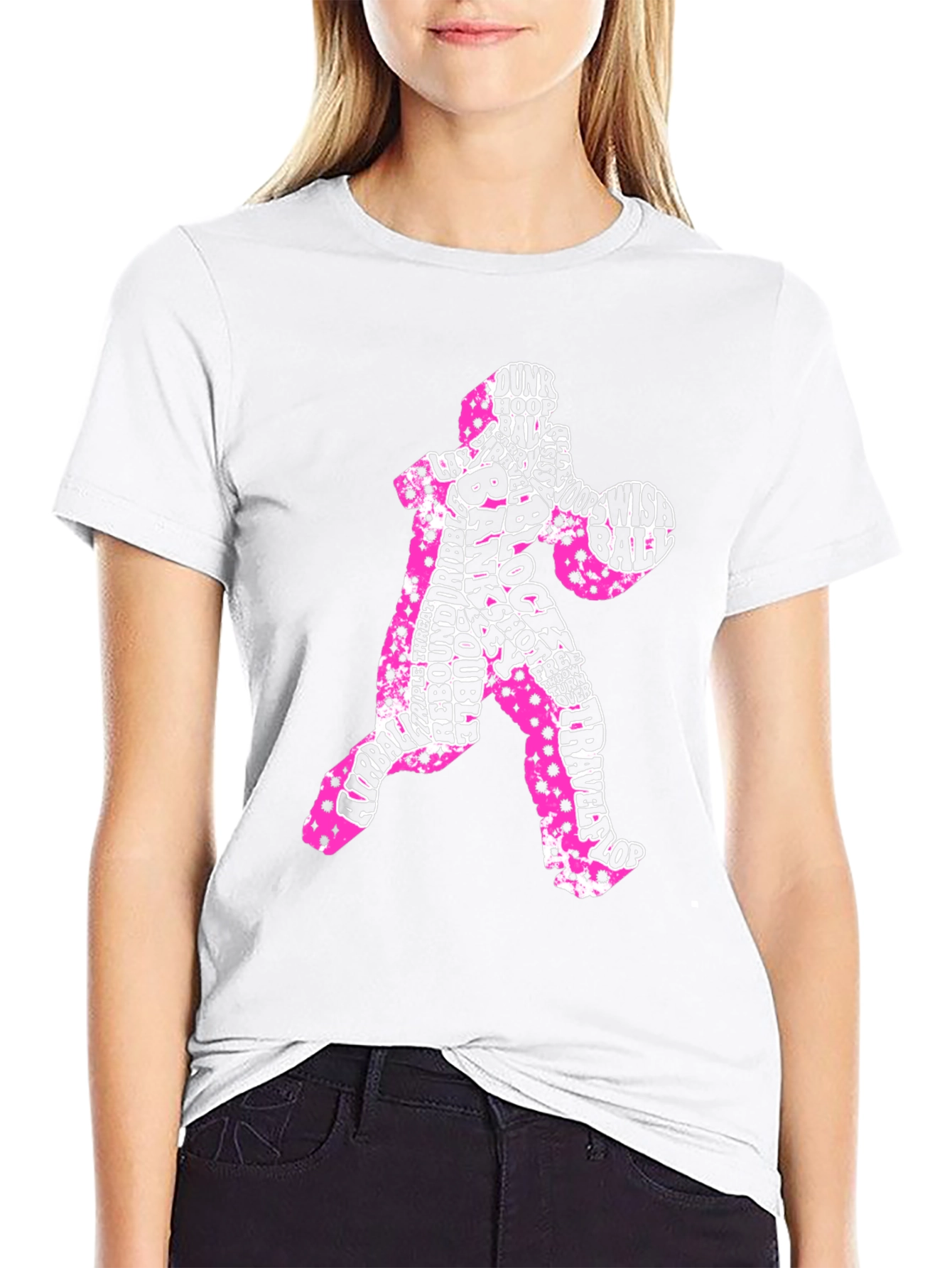 Basketball Player Word Art T-Shirt - Black