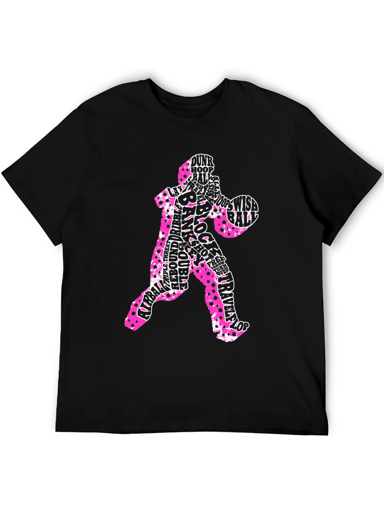Basketball Player Word Art T-Shirt - Black