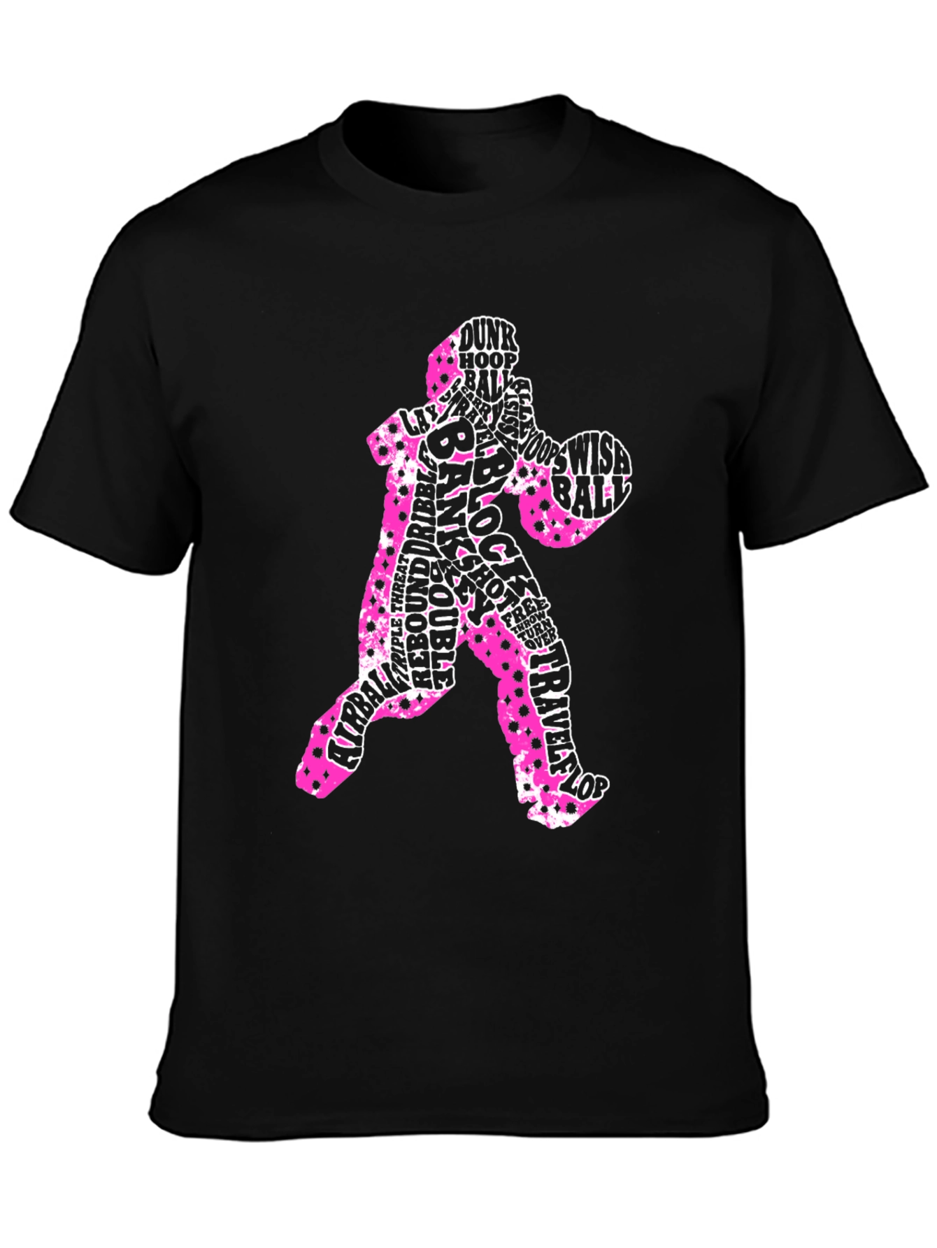 Basketball Player Word Art T-Shirt - Black