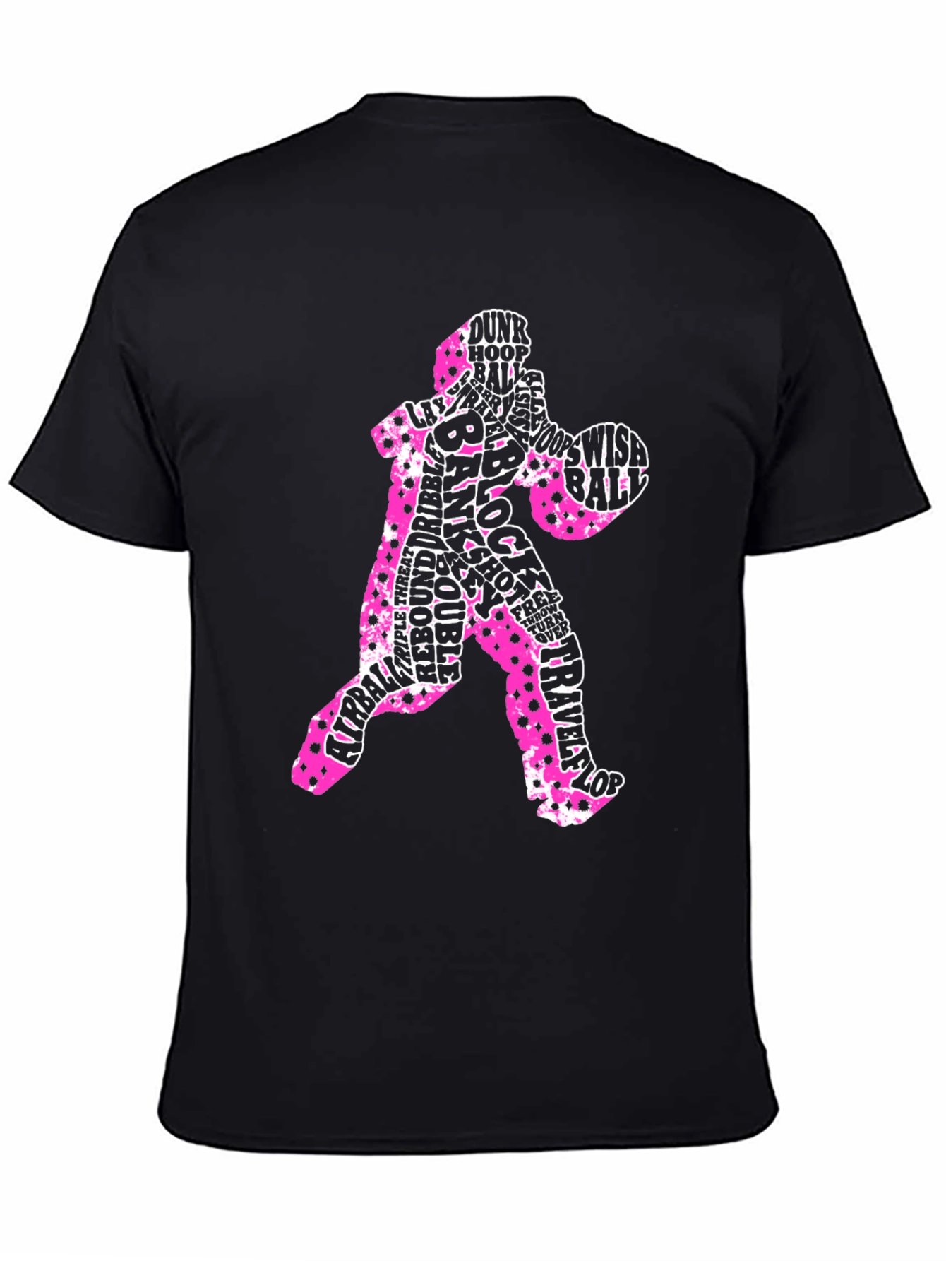 Basketball Player Word Art T-Shirt - Black