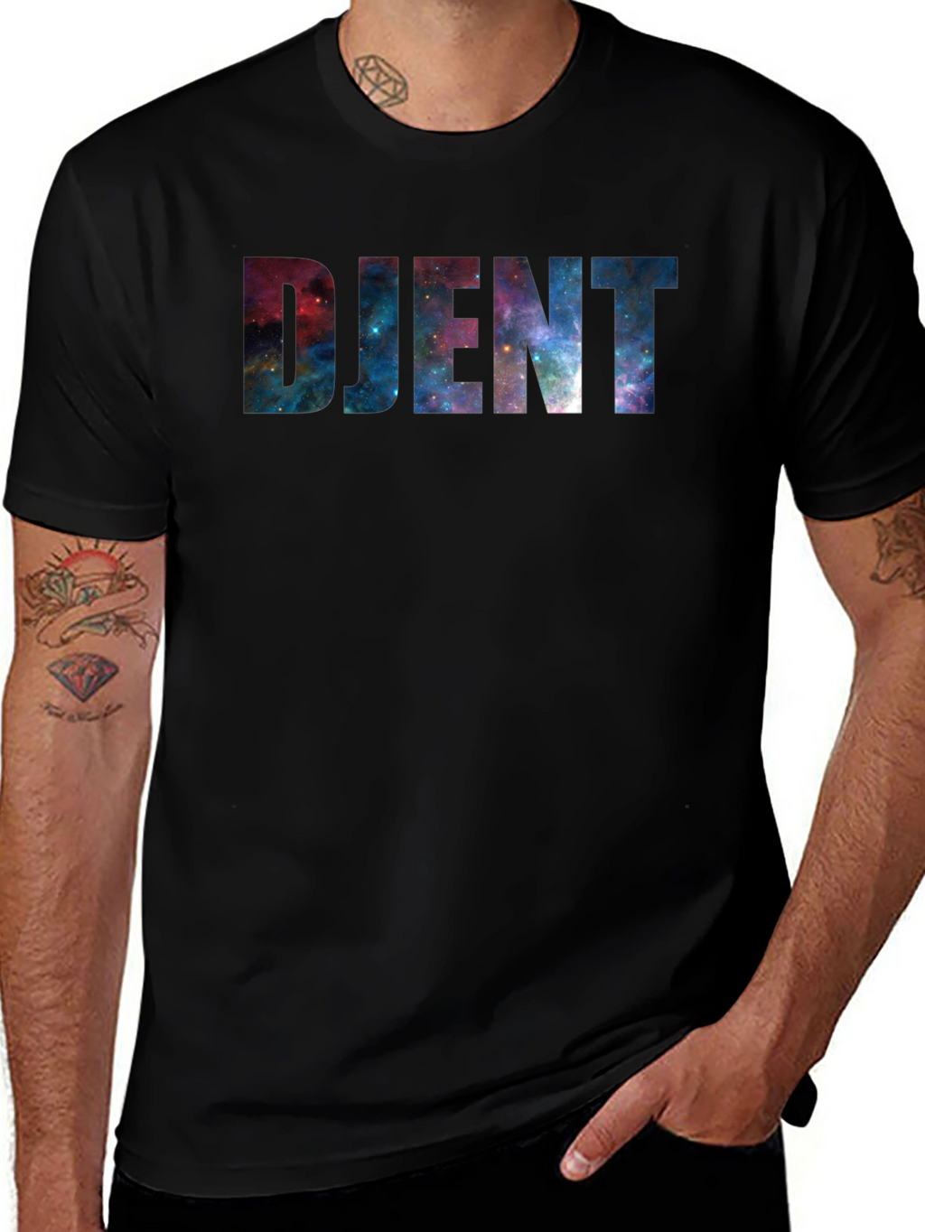 Djent Galaxy Print Black T-Shirt