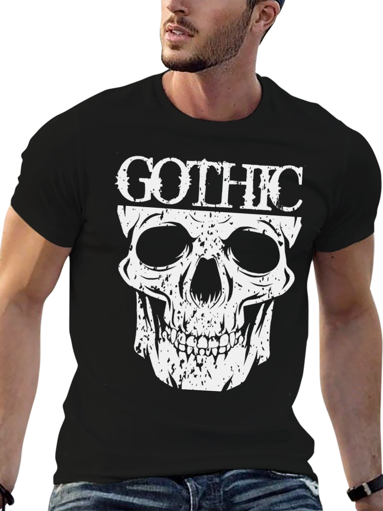 Gothic Skull Graphic T-Shirt - Dark Fashion