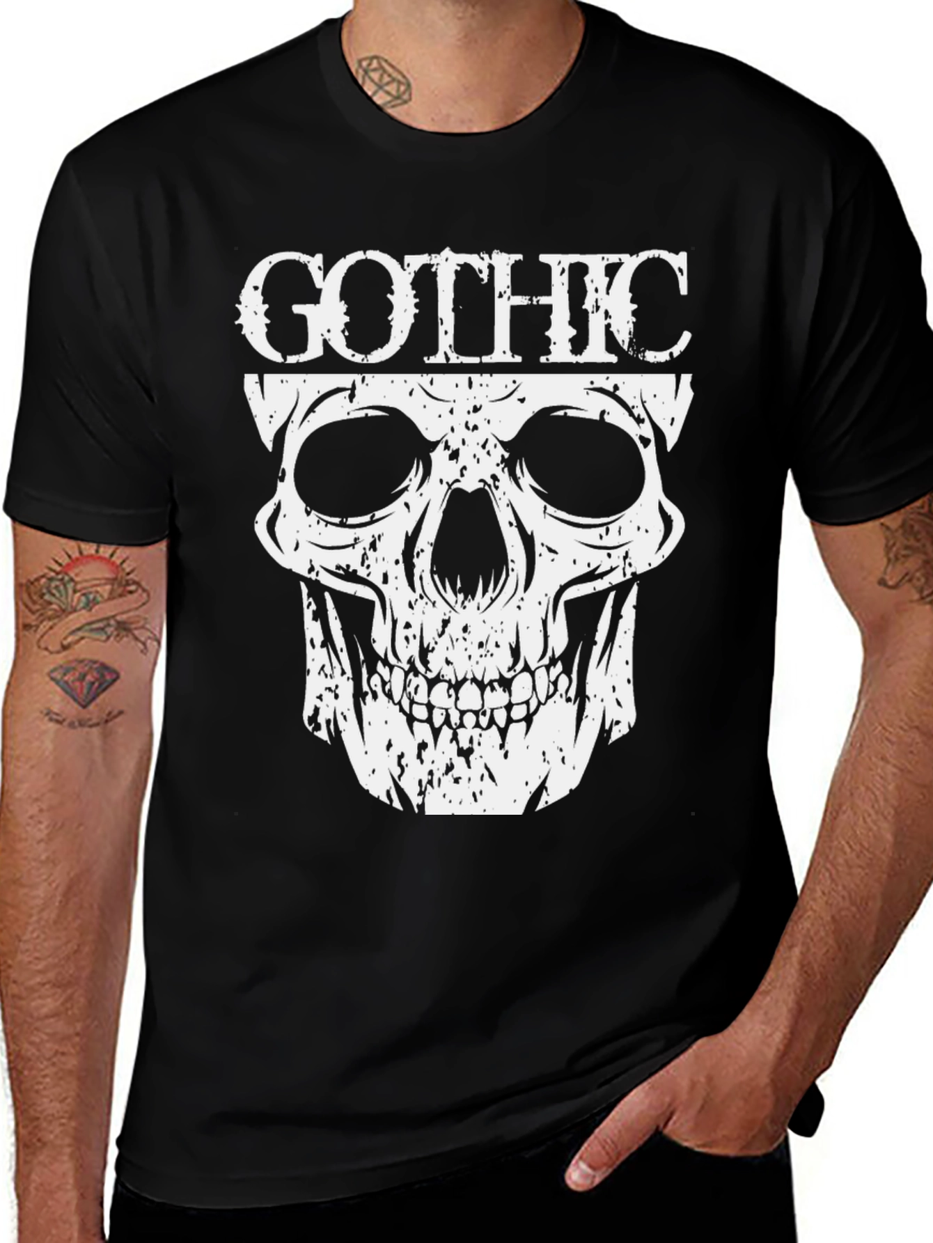 Gothic Skull Graphic T-Shirt - Dark Fashion