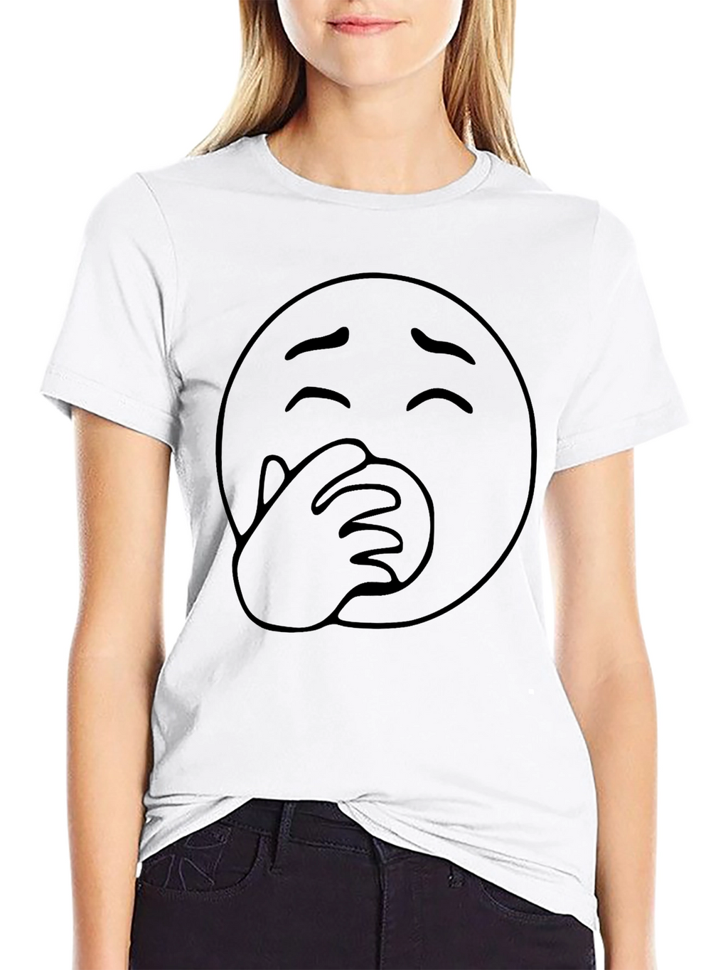 Funny Emoji Graphic T-Shirt - Black Cotton Blend