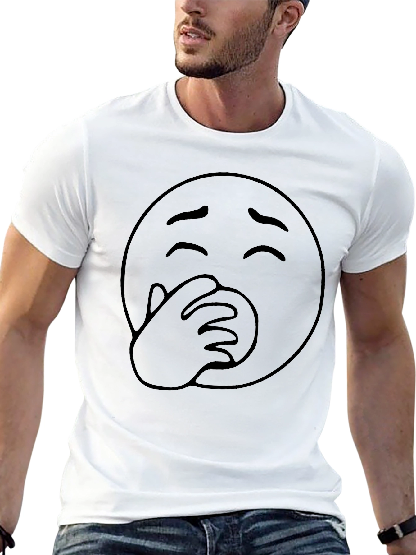 Funny Emoji Graphic T-Shirt - Black Cotton Blend