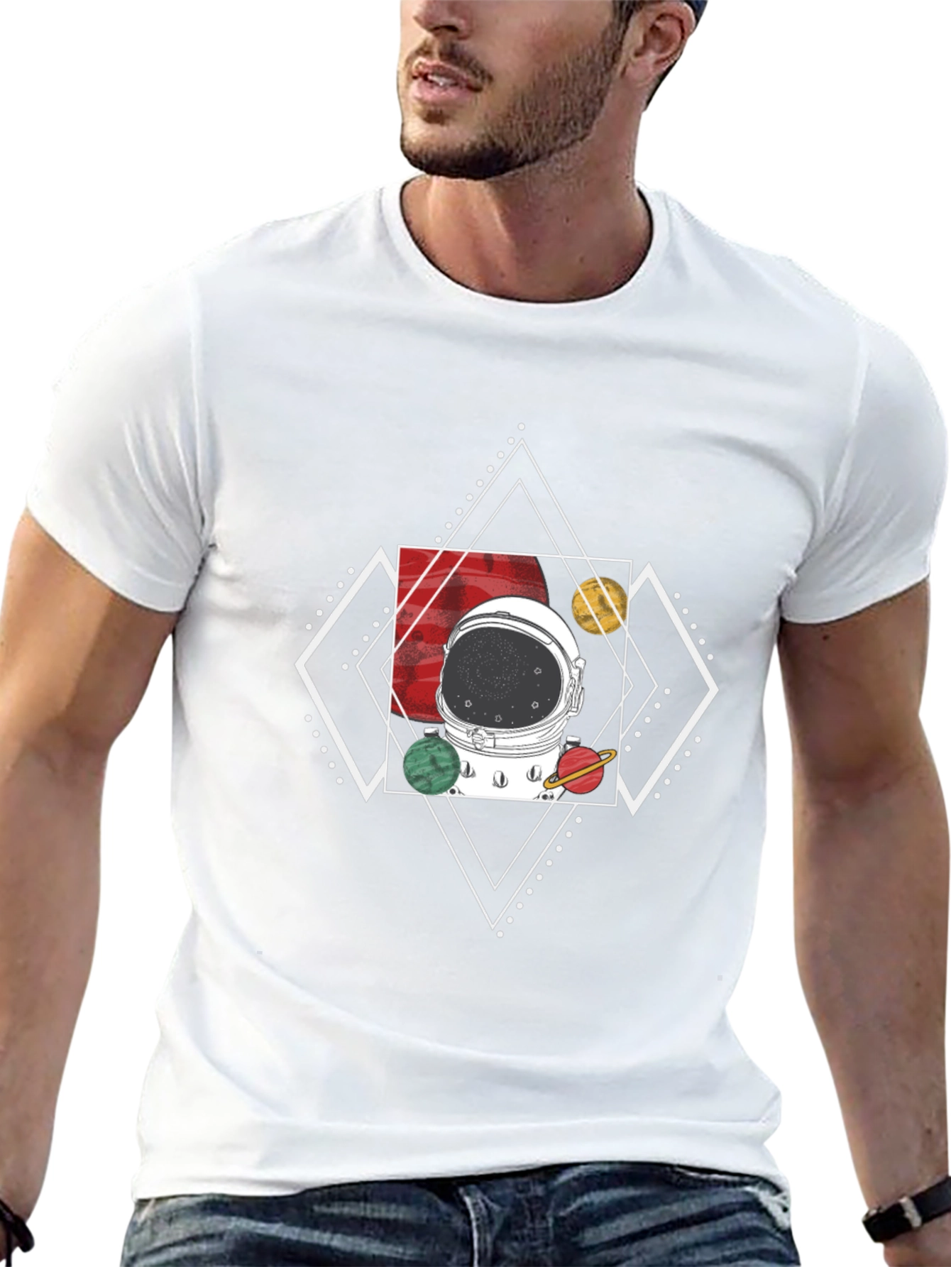 Astronaut Helmet T-Shirt - Cosmic Design
