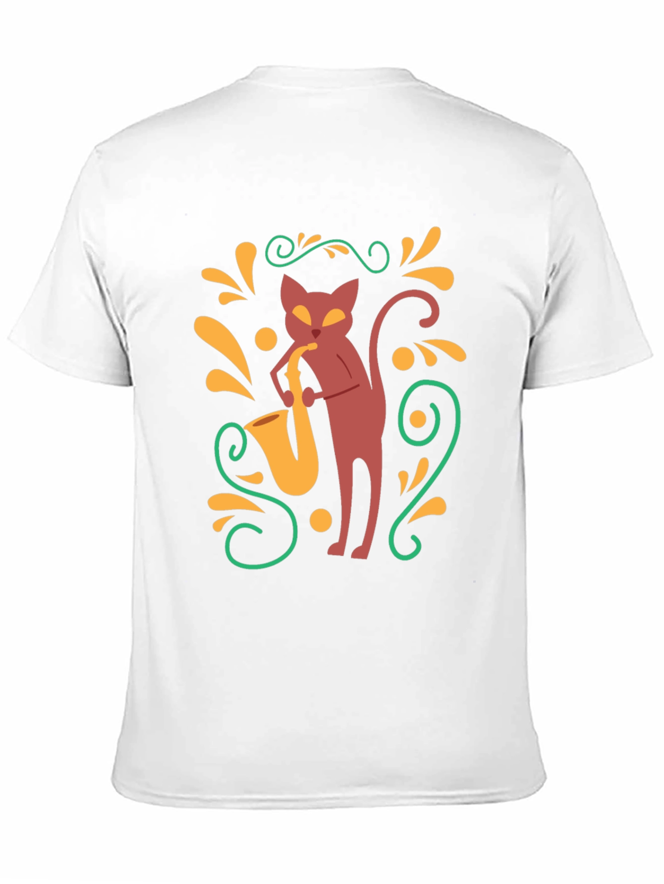 Cool Cat Saxophone Black T-Shirt