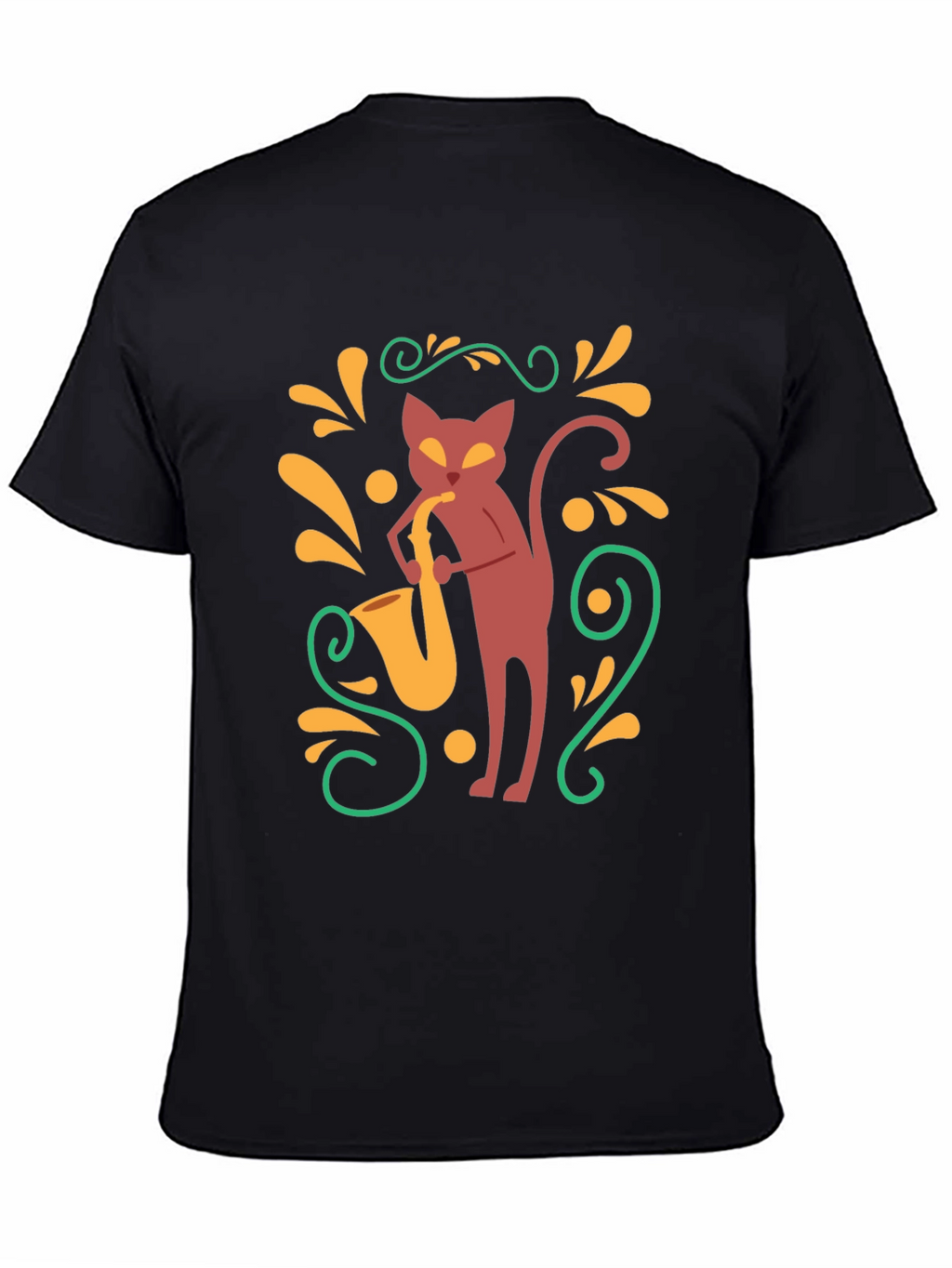 Cool Cat Saxophone Black T-Shirt