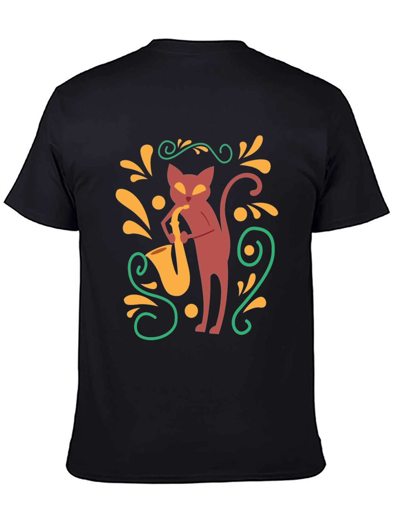 Cool Cat Saxophone Black T-Shirt