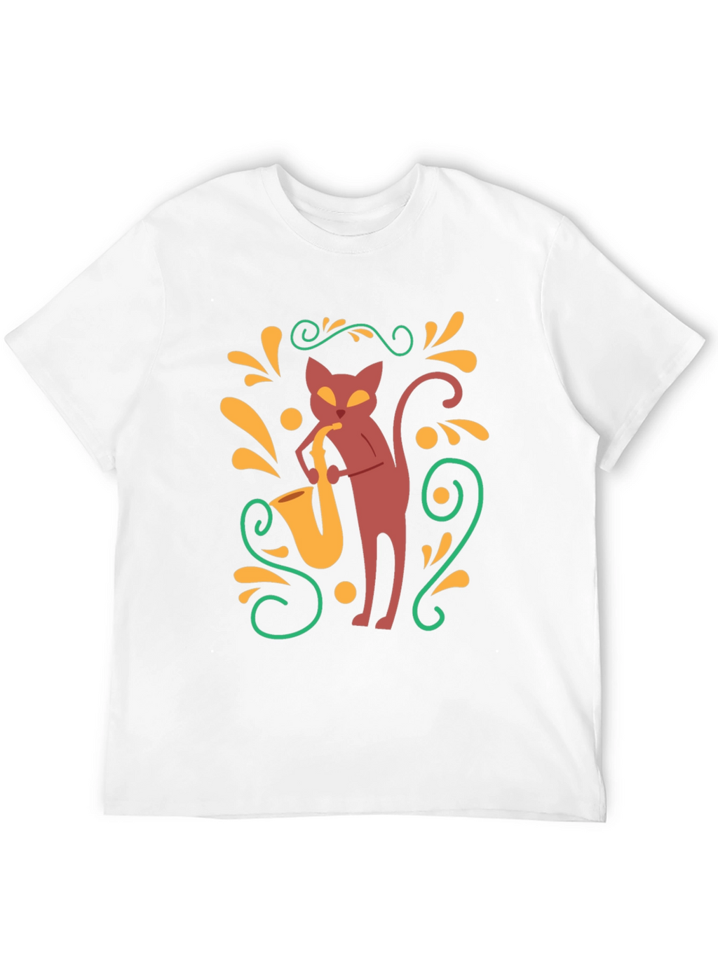 Cool Cat Saxophone Black T-Shirt