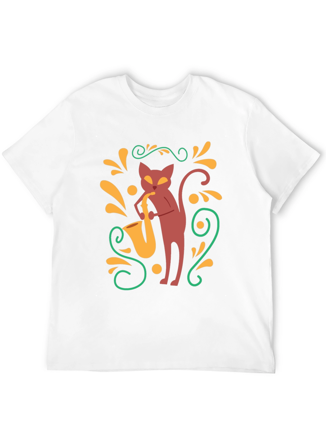 Cool Cat Saxophone Black T-Shirt