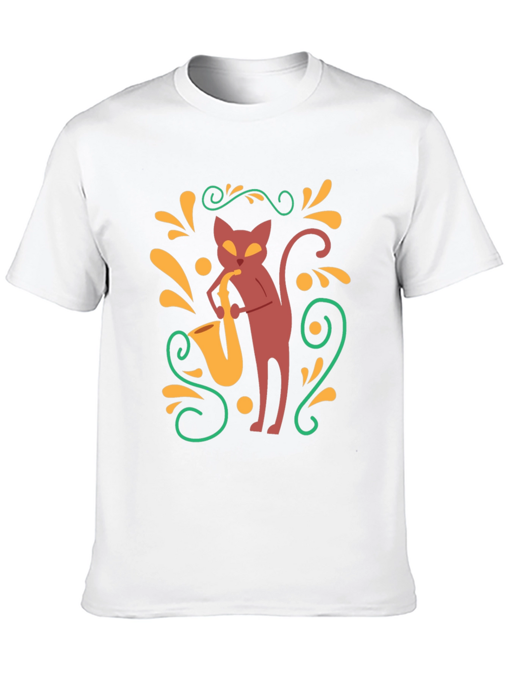 Cool Cat Saxophone Black T-Shirt