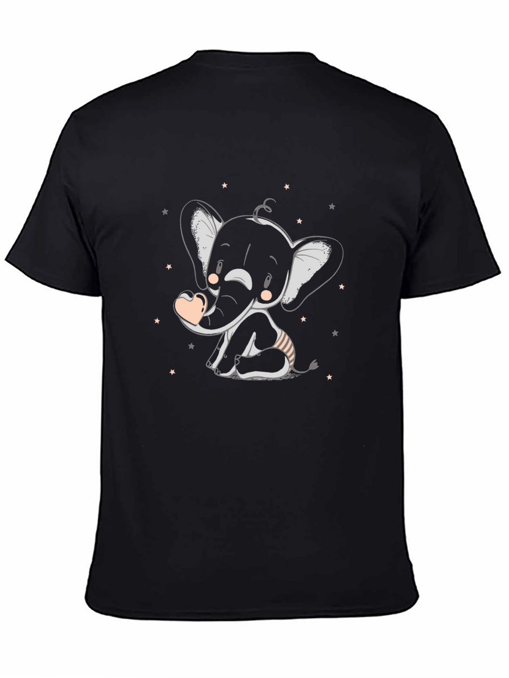 Cute Elephant Graphic Tee - Black