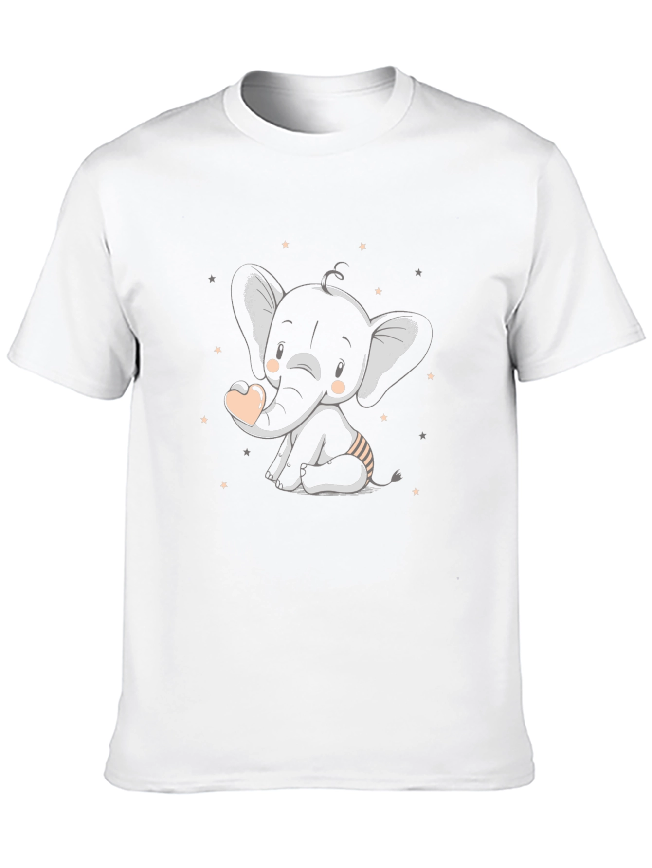Cute Elephant Graphic Tee - Black