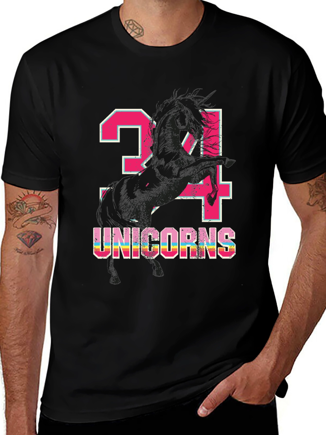 Unicorns Black Graphic Tee