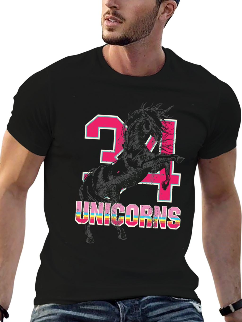 Unicorns Black Graphic Tee