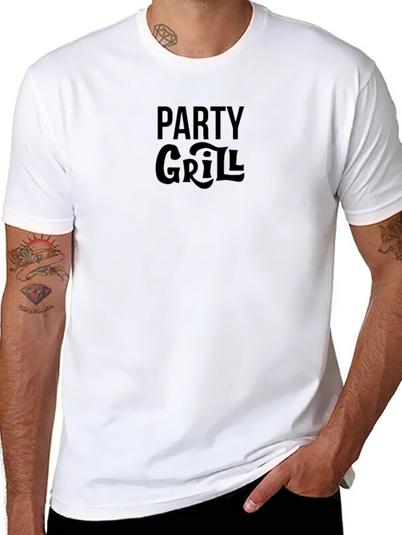Party Grill Graphic T-Shirt - Black Casual Tee