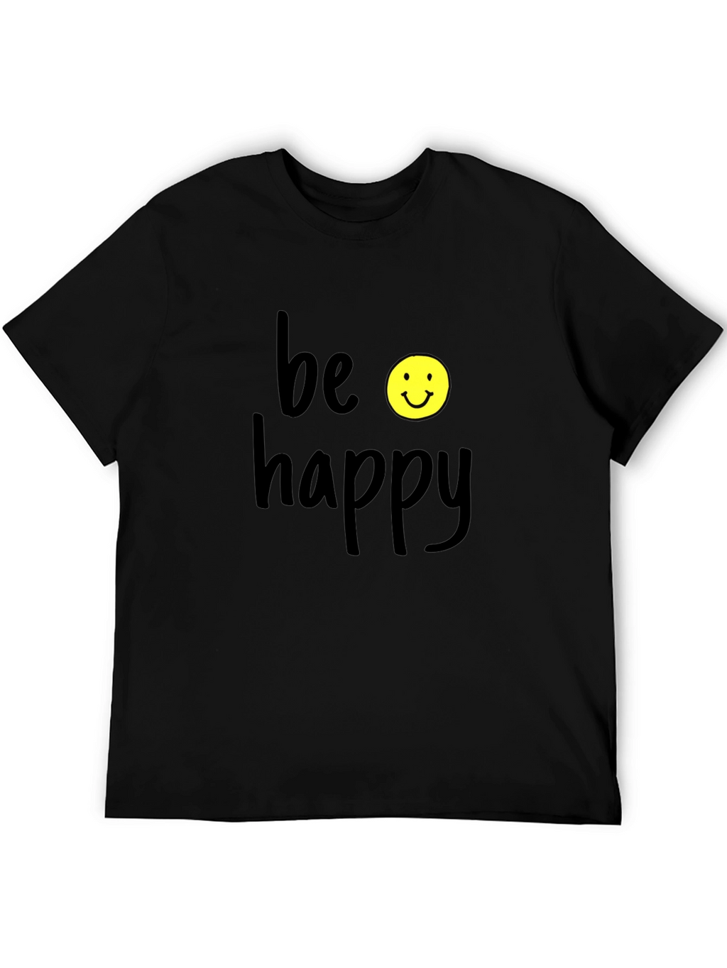 Be Happy Graphic T-Shirt - Black Casual Tee
