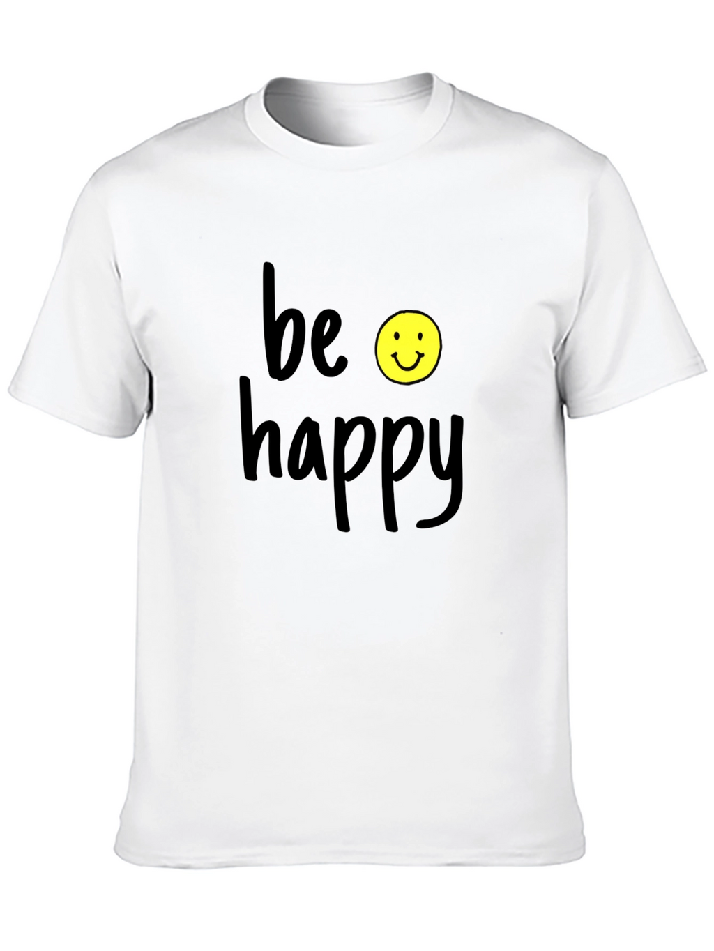 Be Happy Graphic T-Shirt - Black Casual Tee