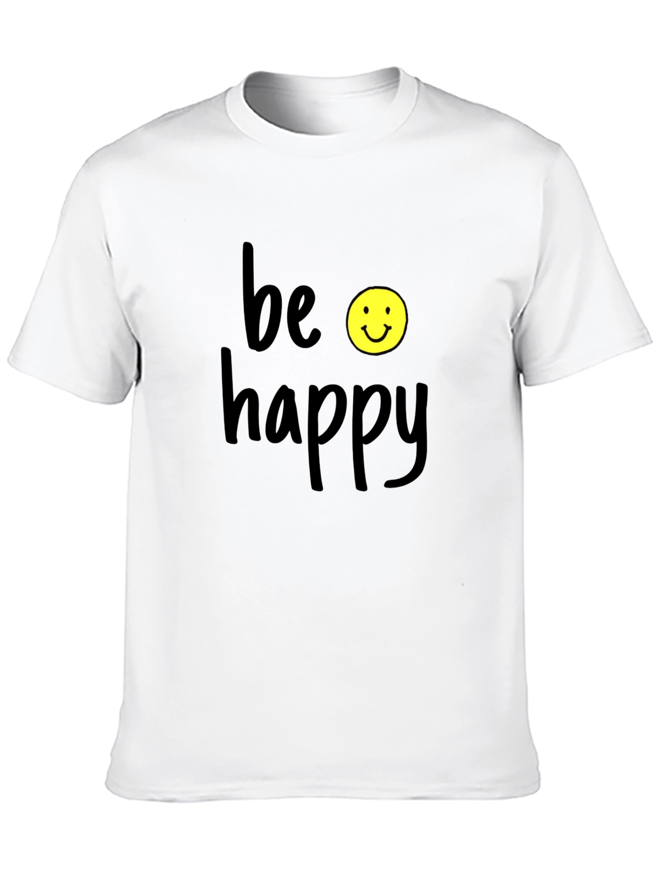 Be Happy Graphic T-Shirt - Black Casual Tee