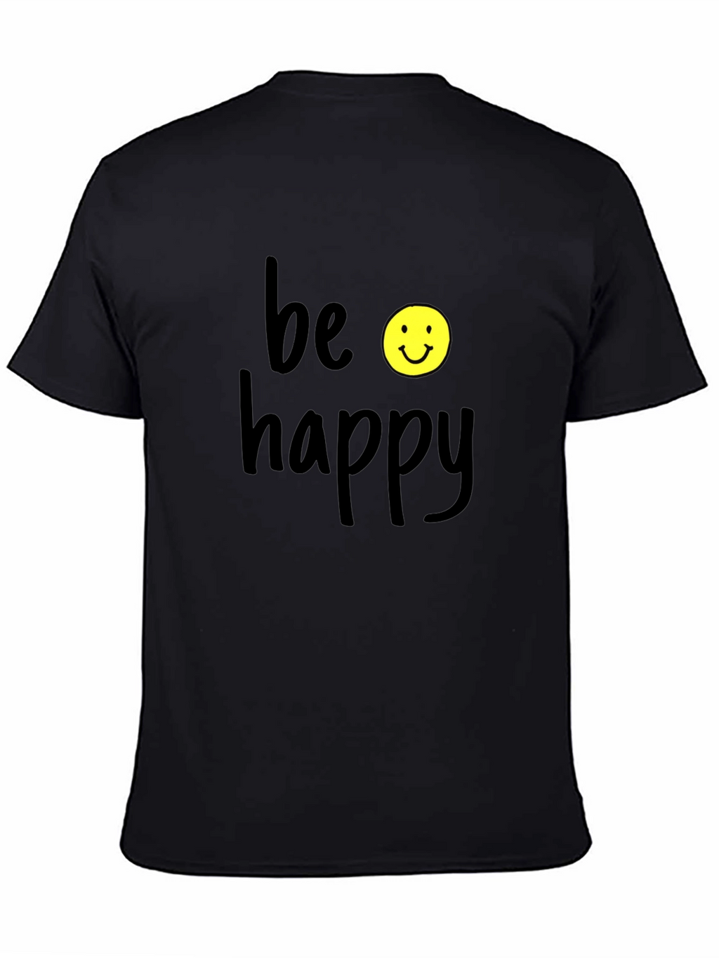 Be Happy Graphic T-Shirt - Black Casual Tee