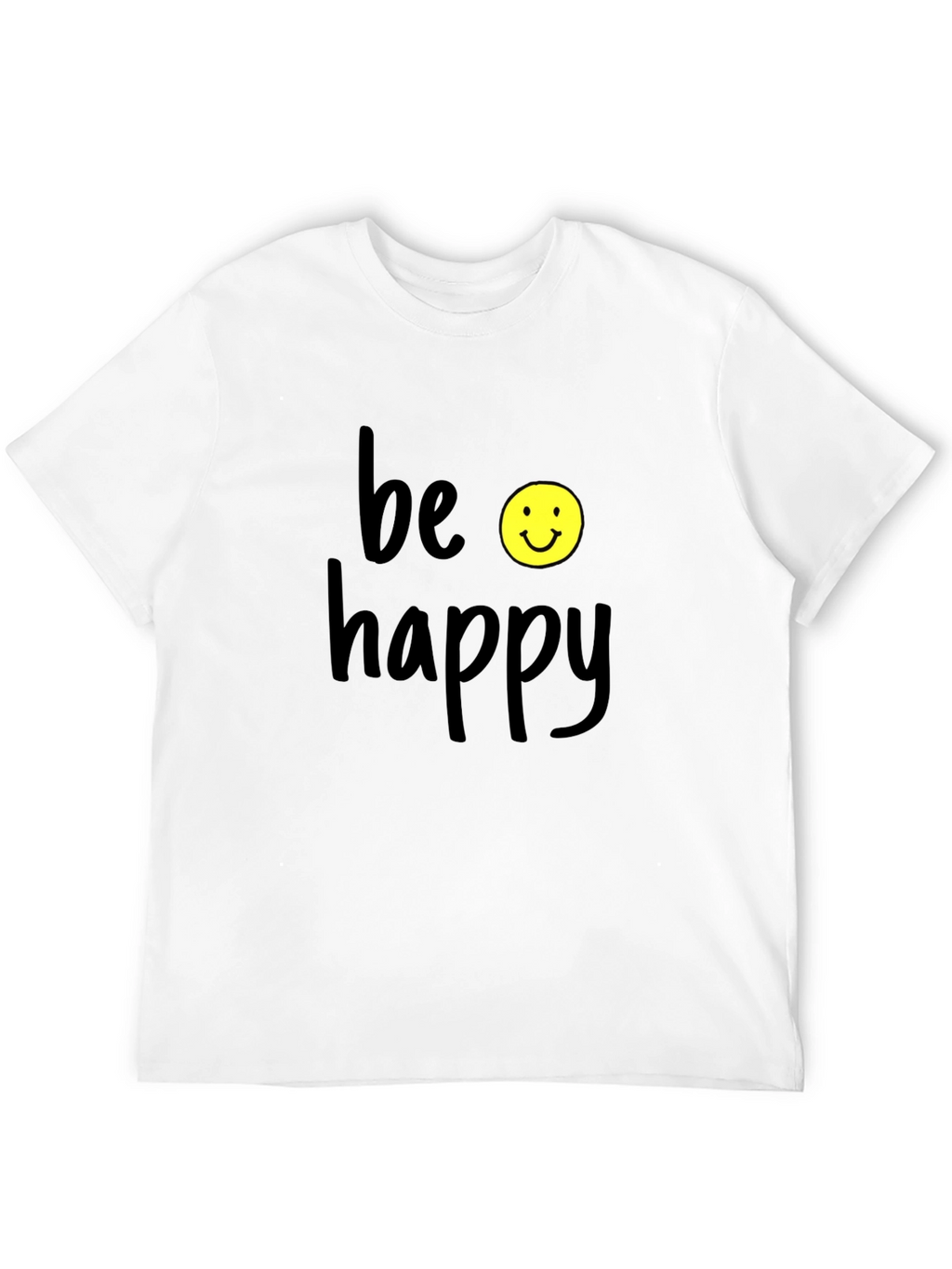 Be Happy Graphic T-Shirt - Black Casual Tee