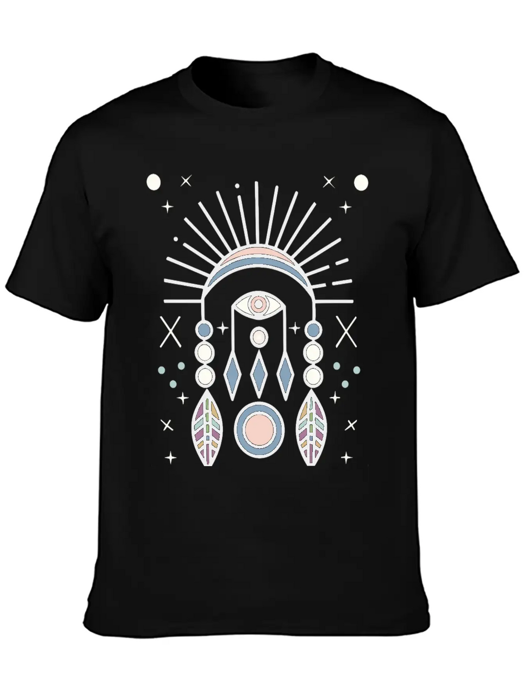 Abstract Boho Tribal Eyeball Design Casual Graphic T-Shirt – Simple And Comfortable Daily Wear