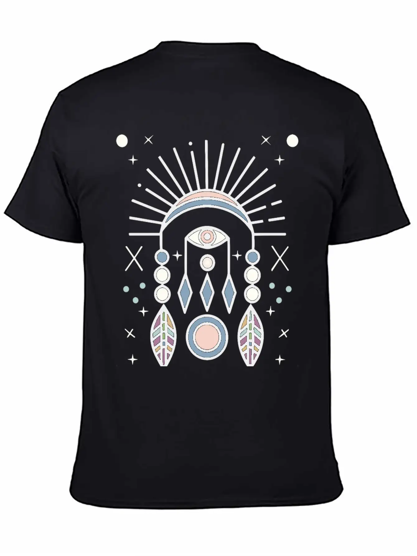 Abstract Boho Tribal Eyeball Design Casual Graphic T-Shirt – Simple And Comfortable Daily Wear