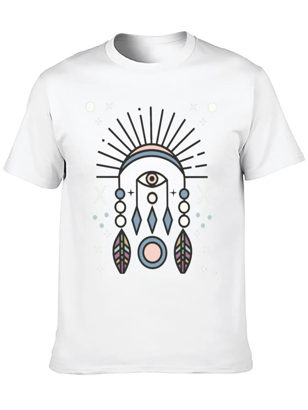 Abstract Boho Tribal Eyeball Design Casual Graphic T-Shirt – Simple And Comfortable Daily Wear