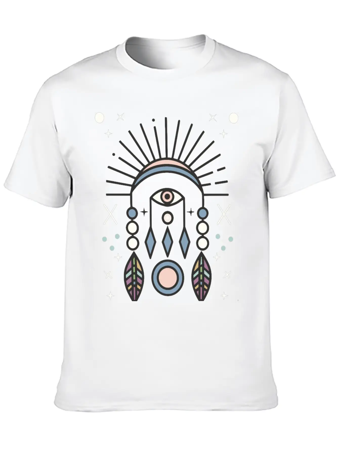 Abstract Boho Tribal Eyeball Design Casual Graphic T-Shirt – Simple And Comfortable Daily Wear