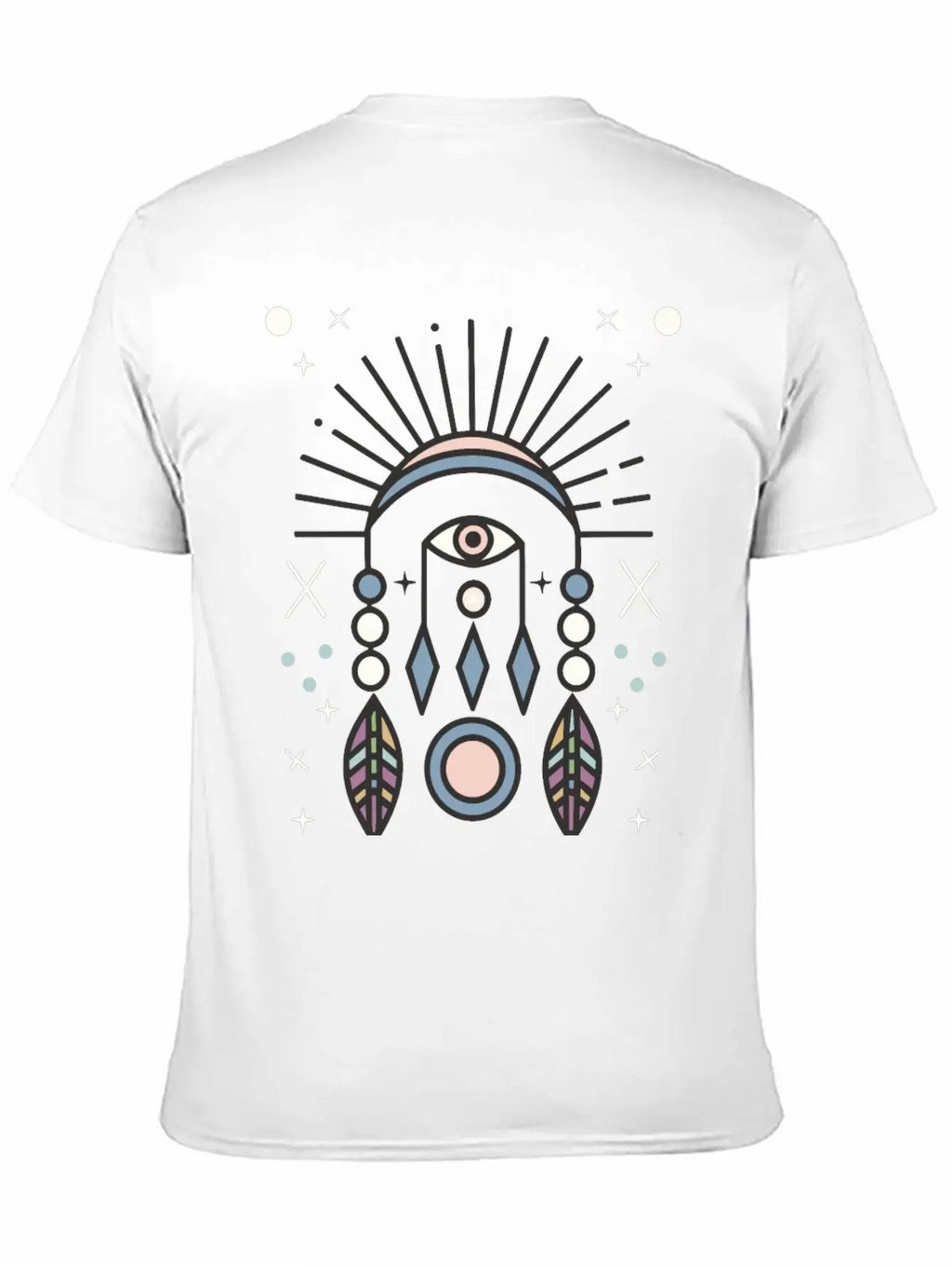 Abstract Boho Tribal Eyeball Design Casual Graphic T-Shirt – Simple And Comfortable Daily Wear
