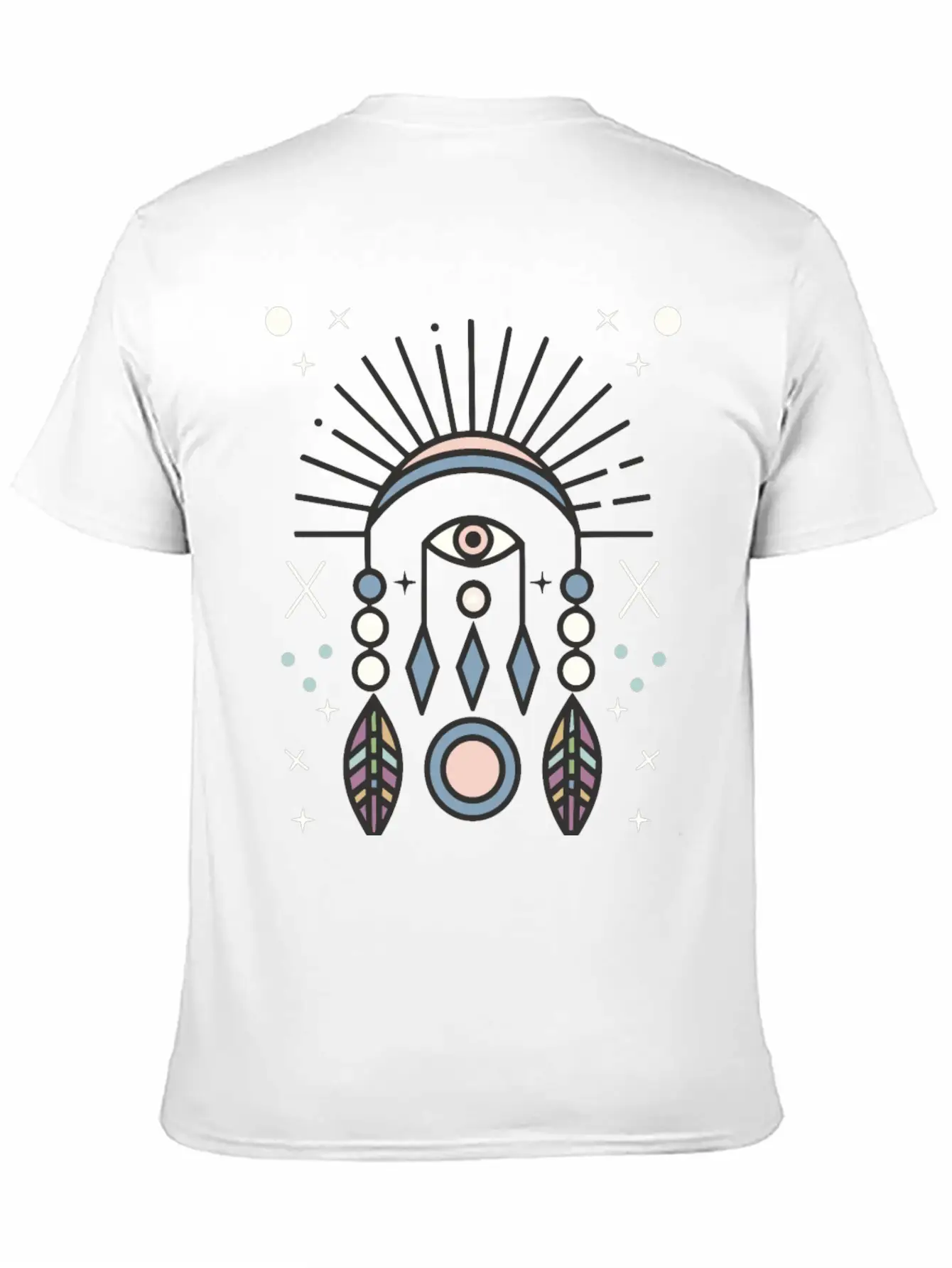 Abstract Boho Tribal Eyeball Design Casual Graphic T-Shirt – Simple And Comfortable Daily Wear