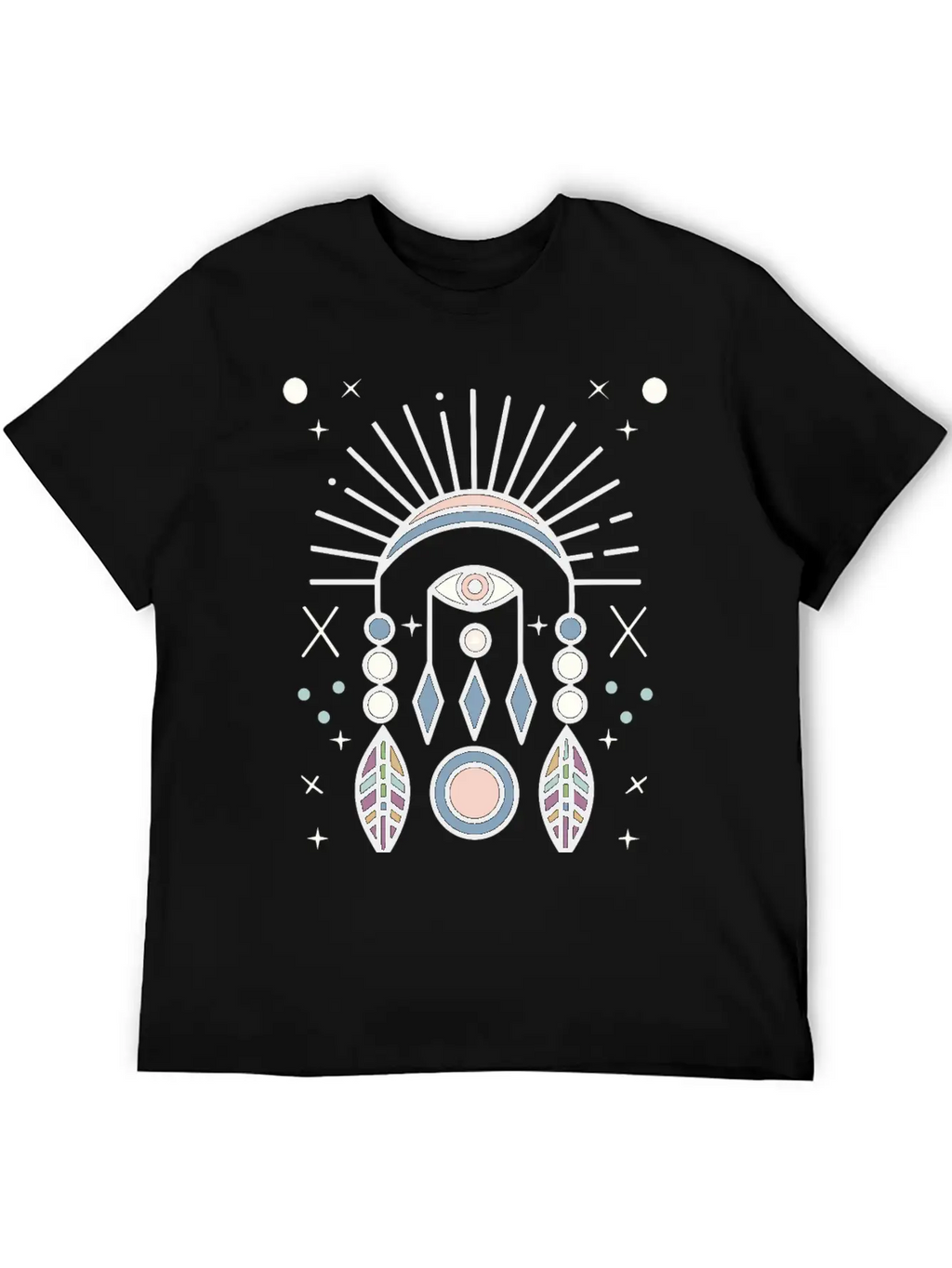 Abstract Boho Tribal Eyeball Design Casual Graphic T-Shirt – Simple And Comfortable Daily Wear