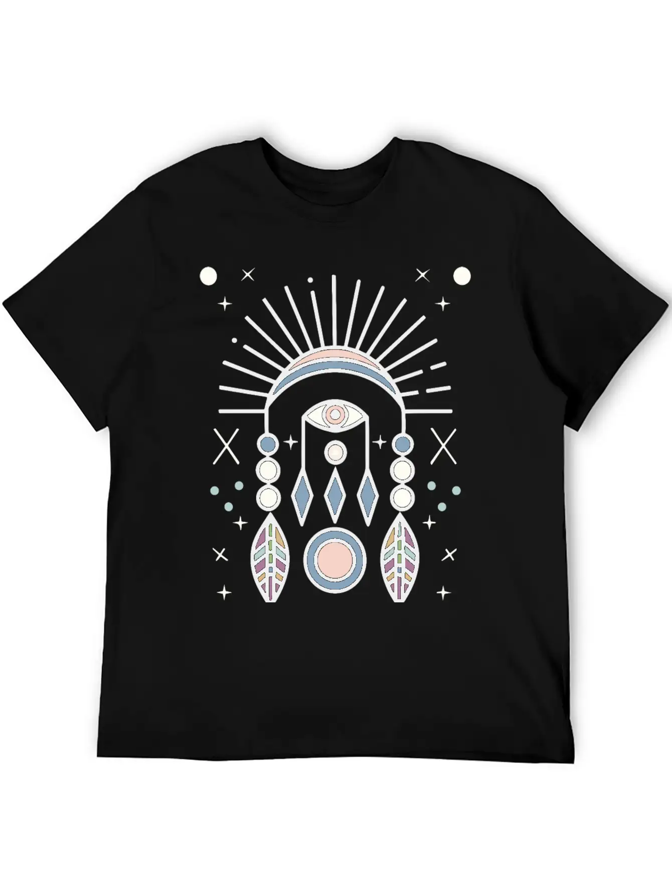 Abstract Boho Tribal Eyeball Design Casual Graphic T-Shirt – Simple And Comfortable Daily Wear