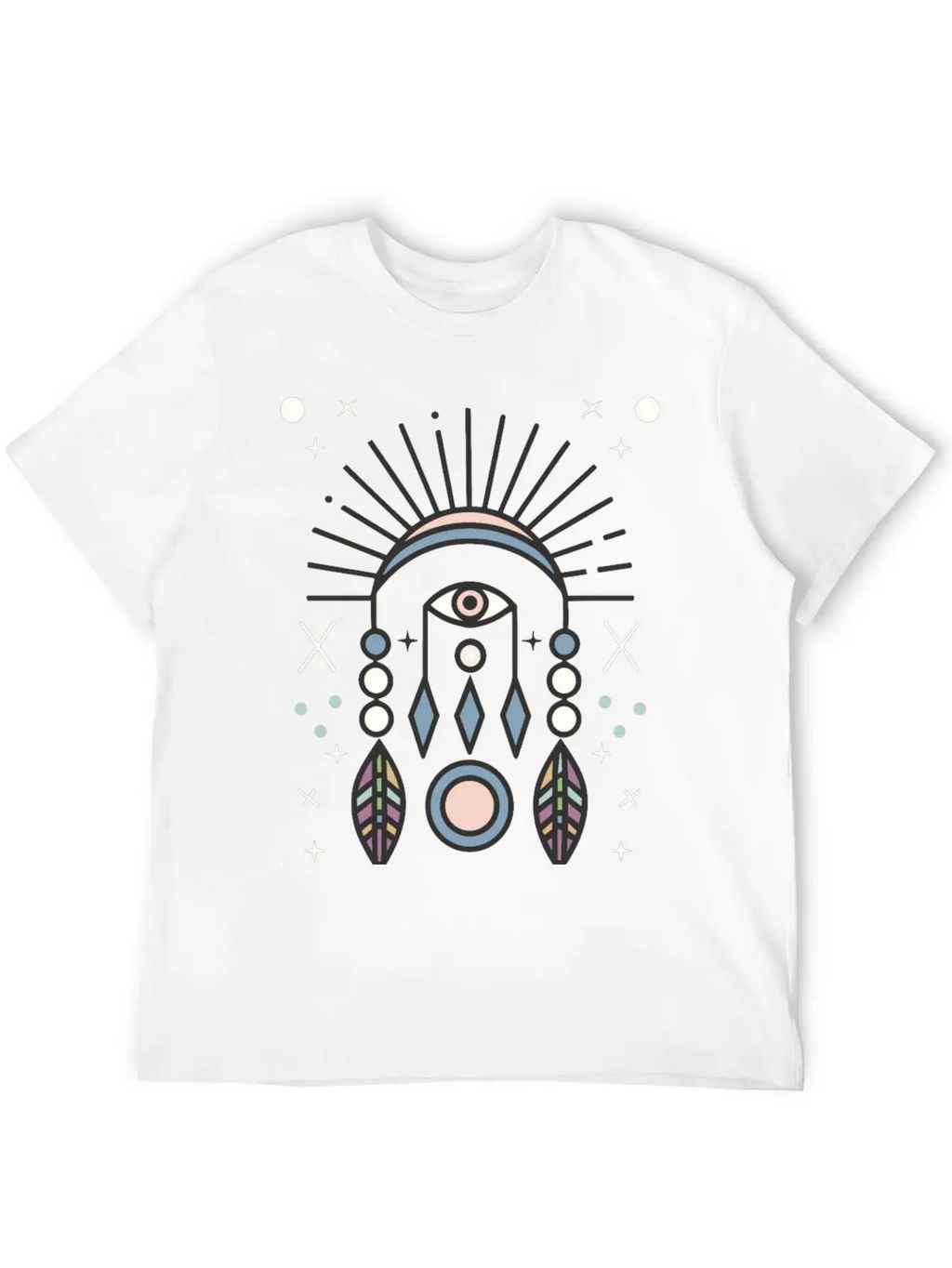 Abstract Boho Tribal Eyeball Design Casual Graphic T-Shirt – Simple And Comfortable Daily Wear