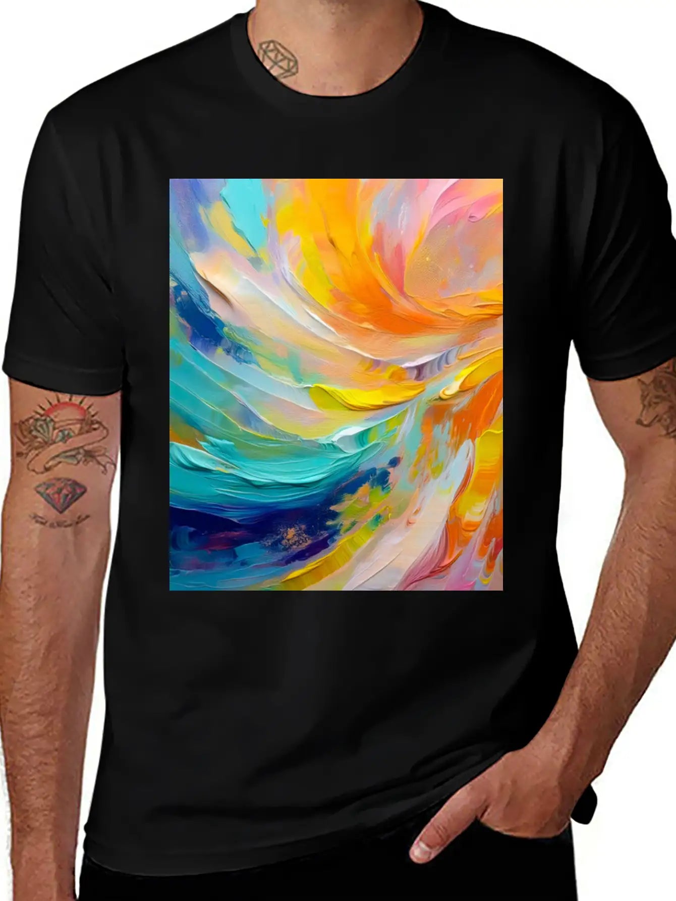 Abstract Colorful Brushstroke Art Unisex Casual T-Shirt – Clean Design For Daily Comfort