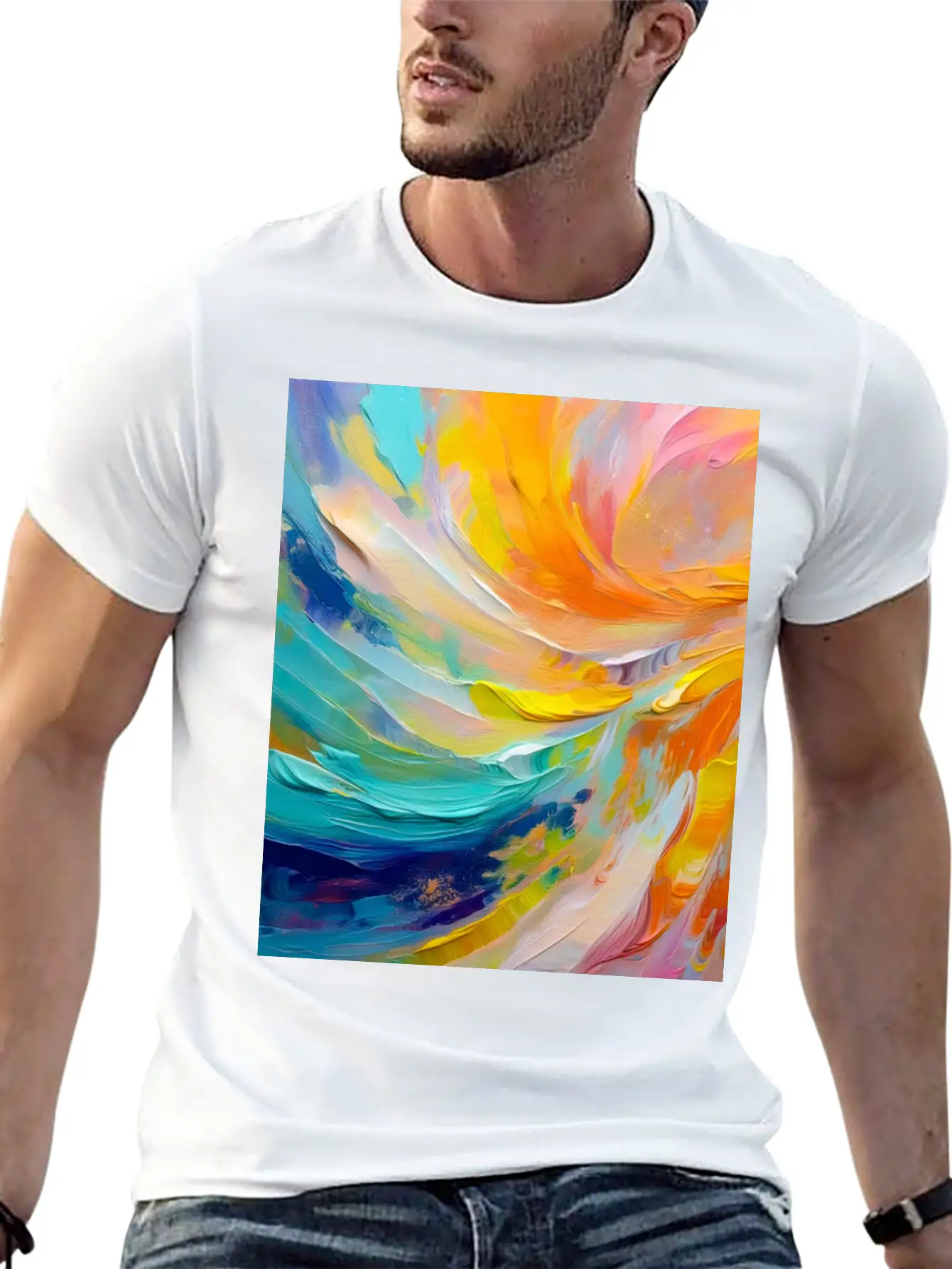 Abstract Colorful Brushstroke Art Unisex Casual T-Shirt – Clean Design For Daily Comfort