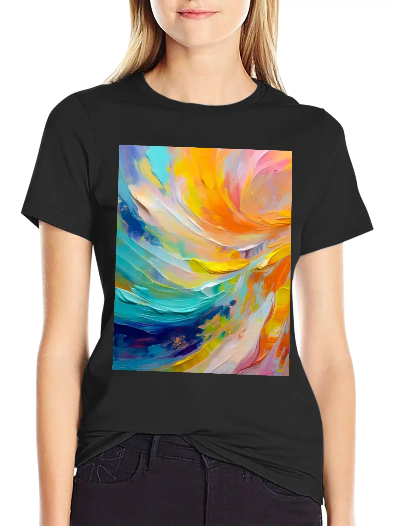 Abstract Colorful Brushstroke Art Unisex Casual T-Shirt – Clean Design For Daily Comfort