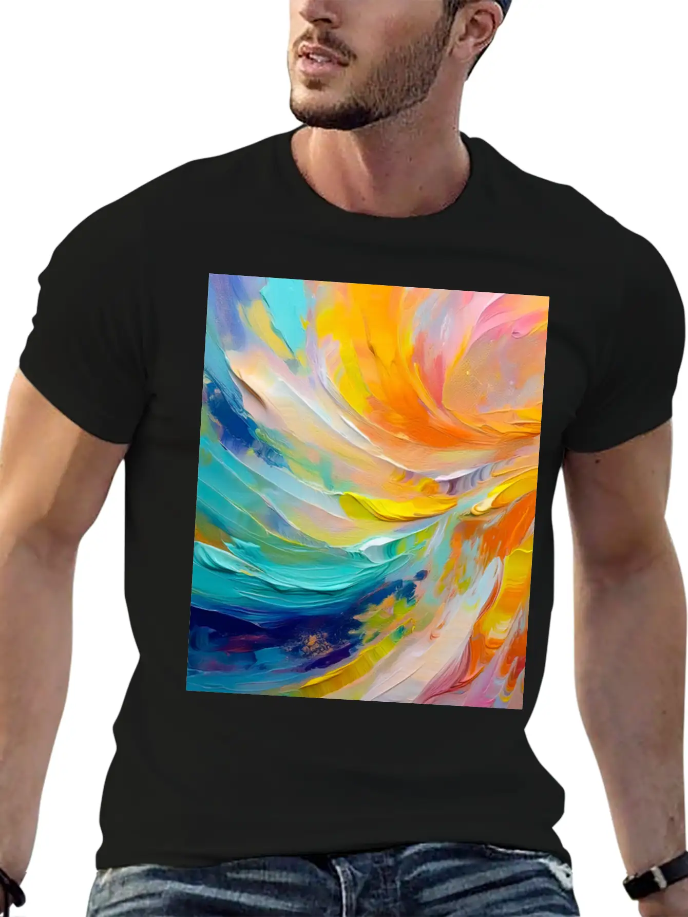 Abstract Colorful Brushstroke Art Unisex Casual T-Shirt – Clean Design For Daily Comfort