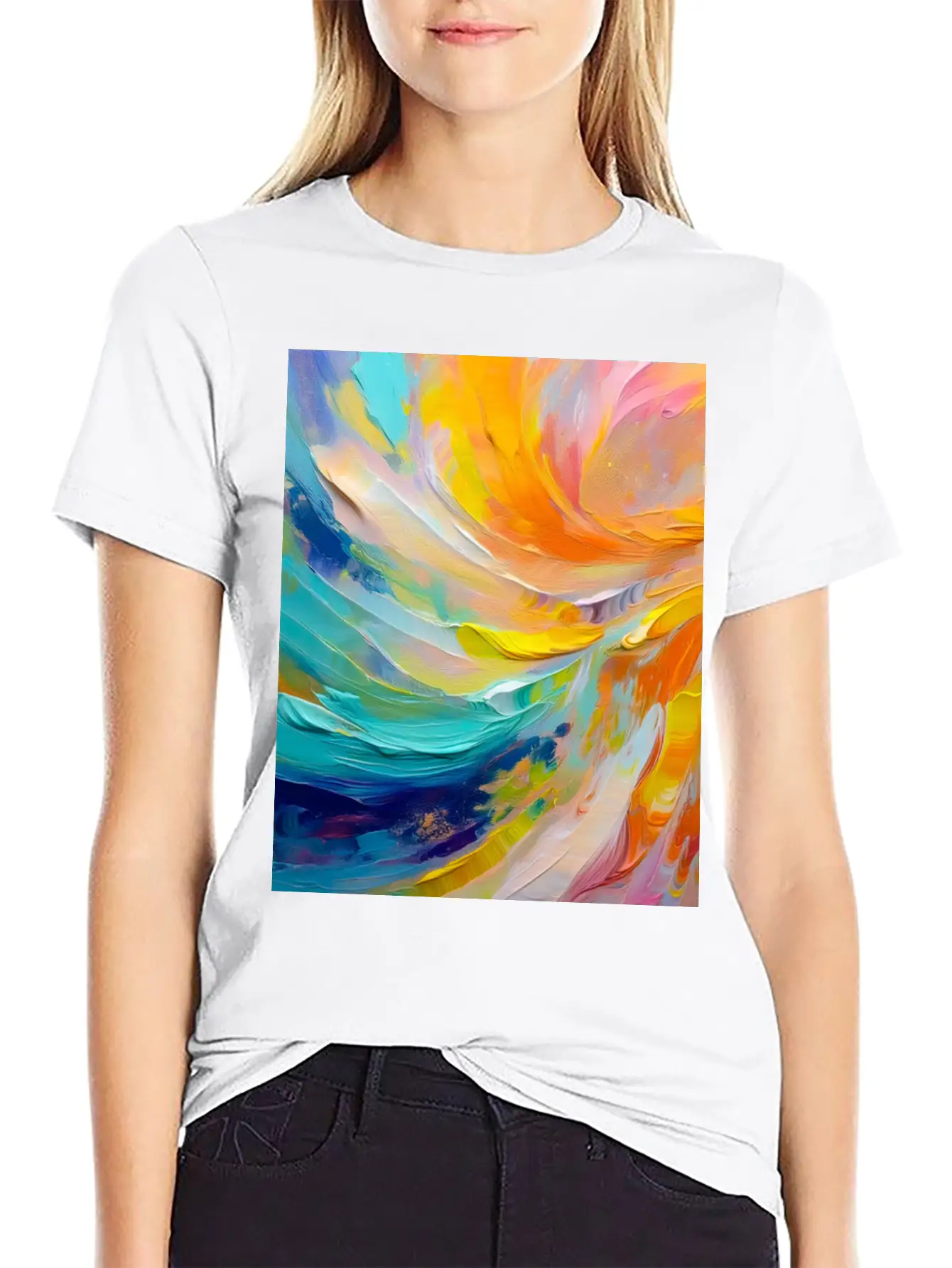 Abstract Colorful Brushstroke Art Unisex Casual T-Shirt – Clean Design For Daily Comfort