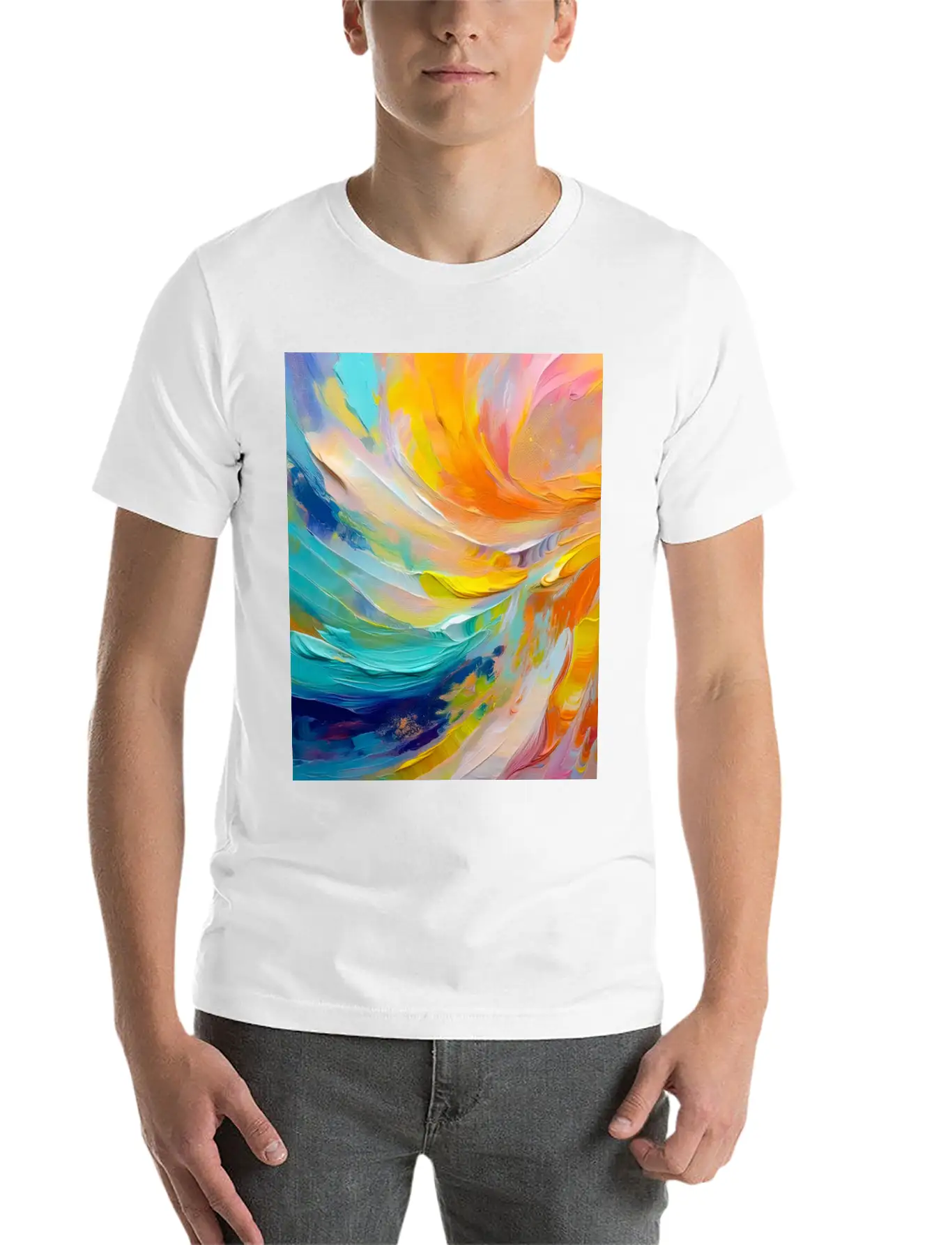 Abstract Colorful Brushstroke Art Unisex Casual T-Shirt – Clean Design For Daily Comfort