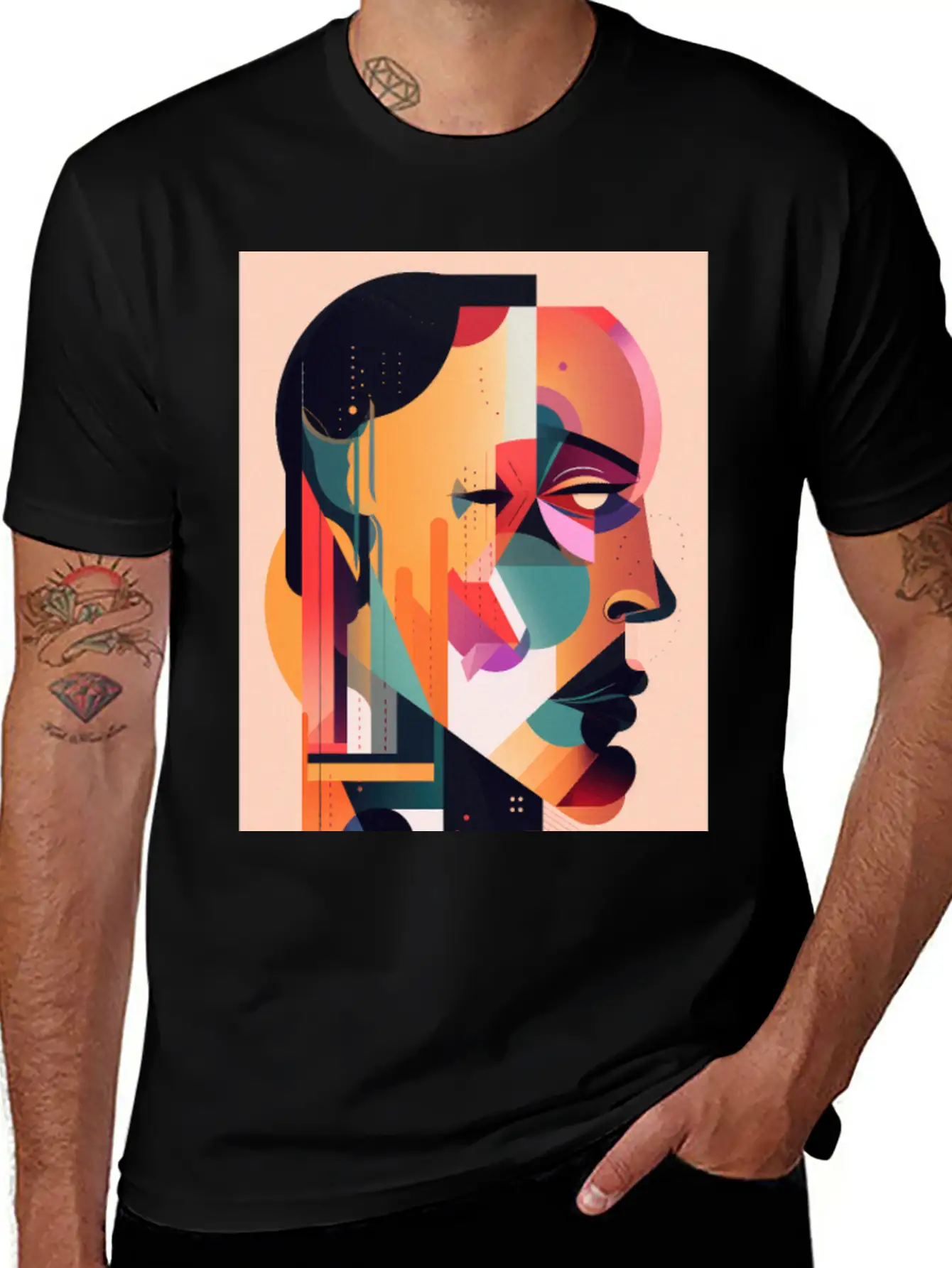 Abstract Face Art - Breaking The Chains Unisex Casual T-Shirt – Clean Design For Daily Comfort