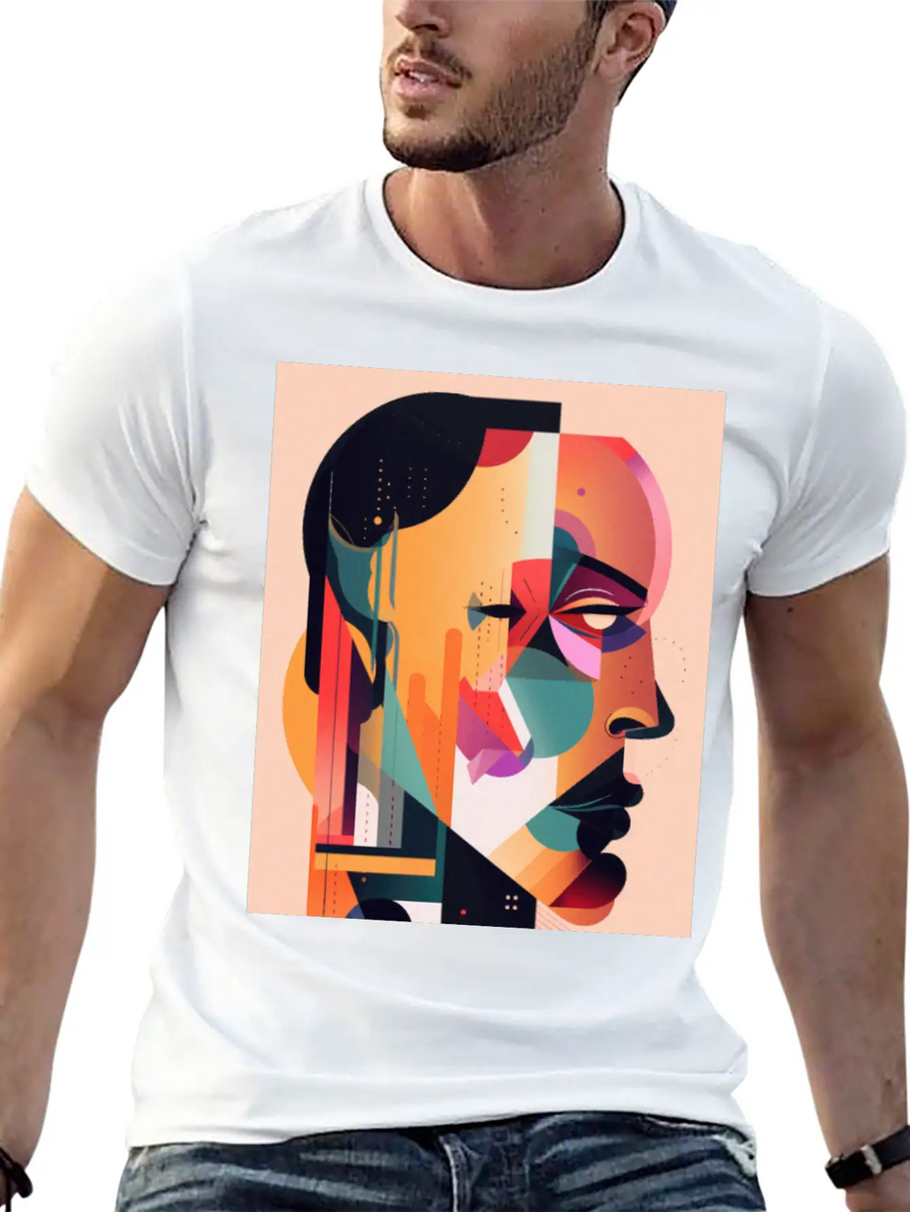 Abstract Face Art - Breaking The Chains Unisex Casual T-Shirt – Clean Design For Daily Comfort