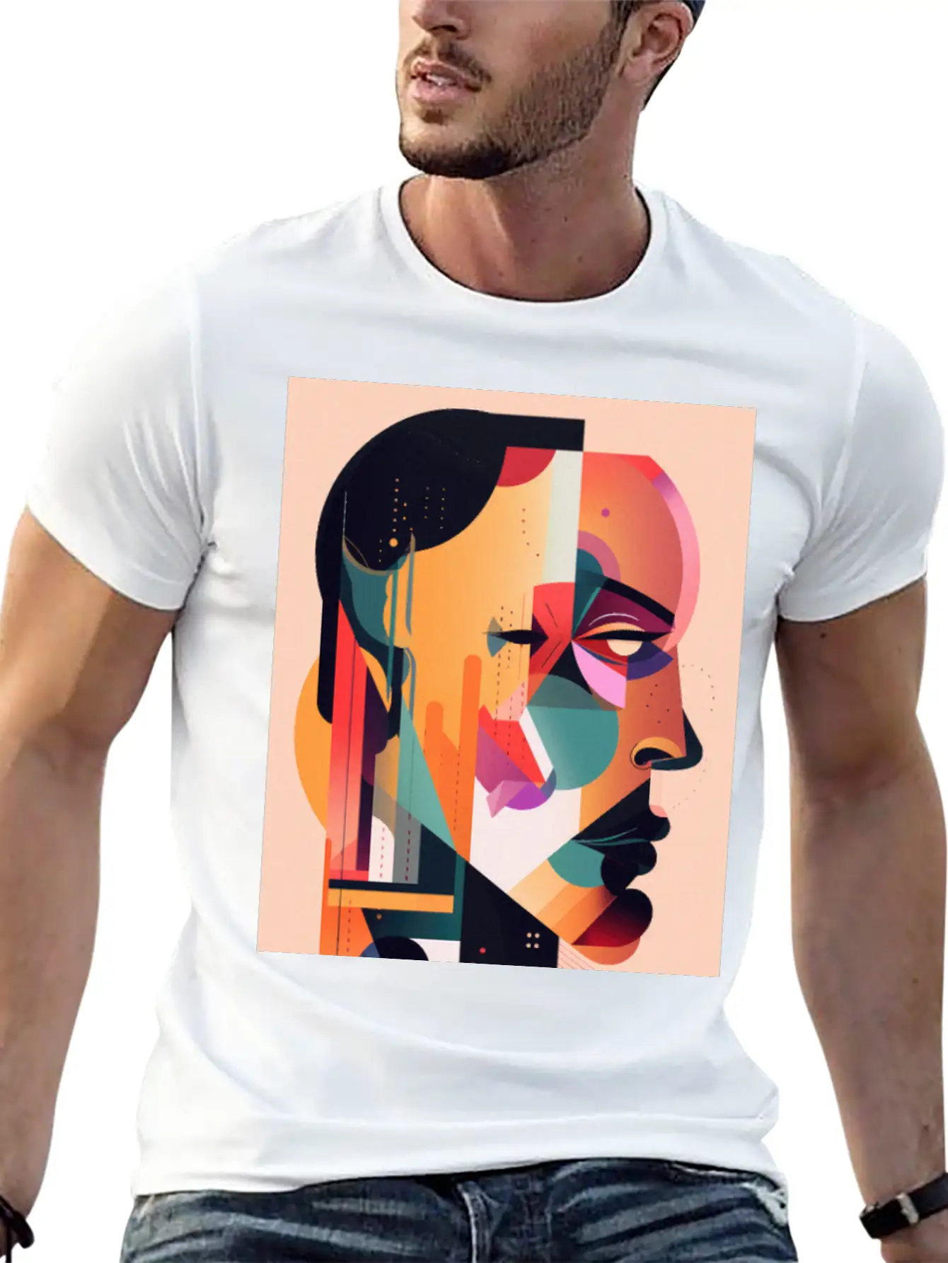 Abstract Face Art - Breaking The Chains Unisex Casual T-Shirt – Clean Design For Daily Comfort