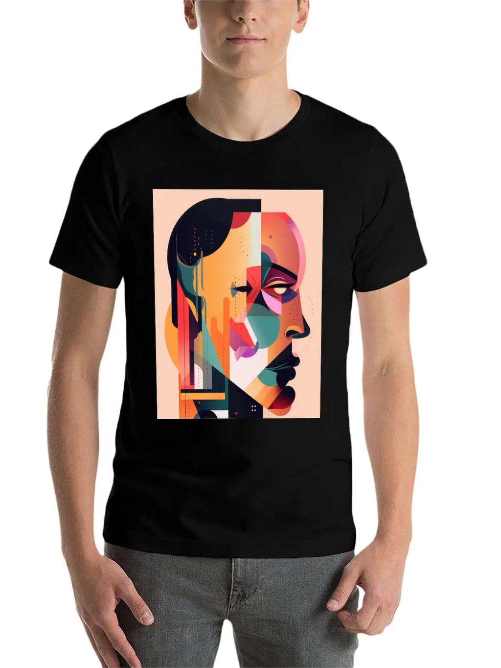 Abstract Face Art - Breaking The Chains Unisex Casual T-Shirt – Clean Design For Daily Comfort
