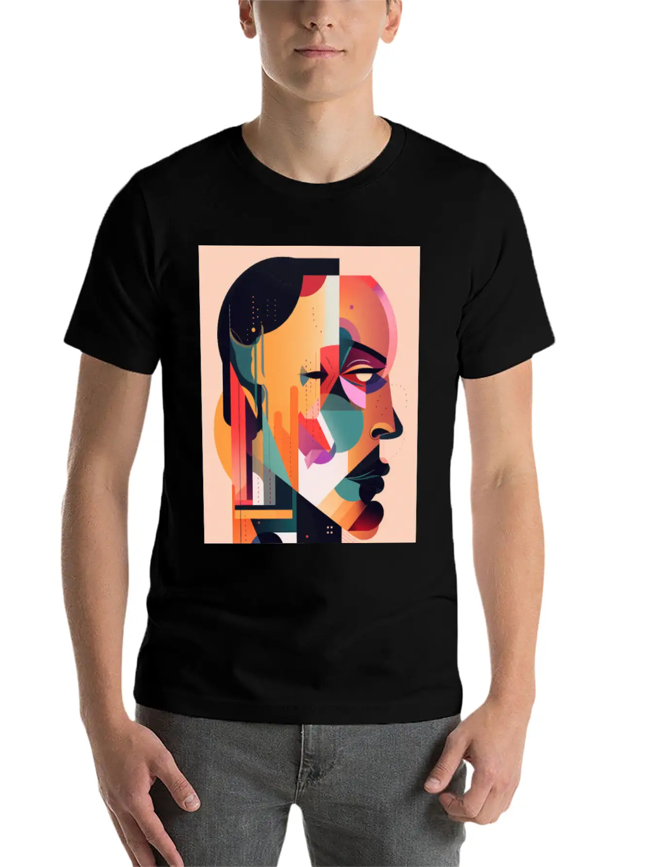 Abstract Face Art - Breaking The Chains Unisex Casual T-Shirt – Clean Design For Daily Comfort