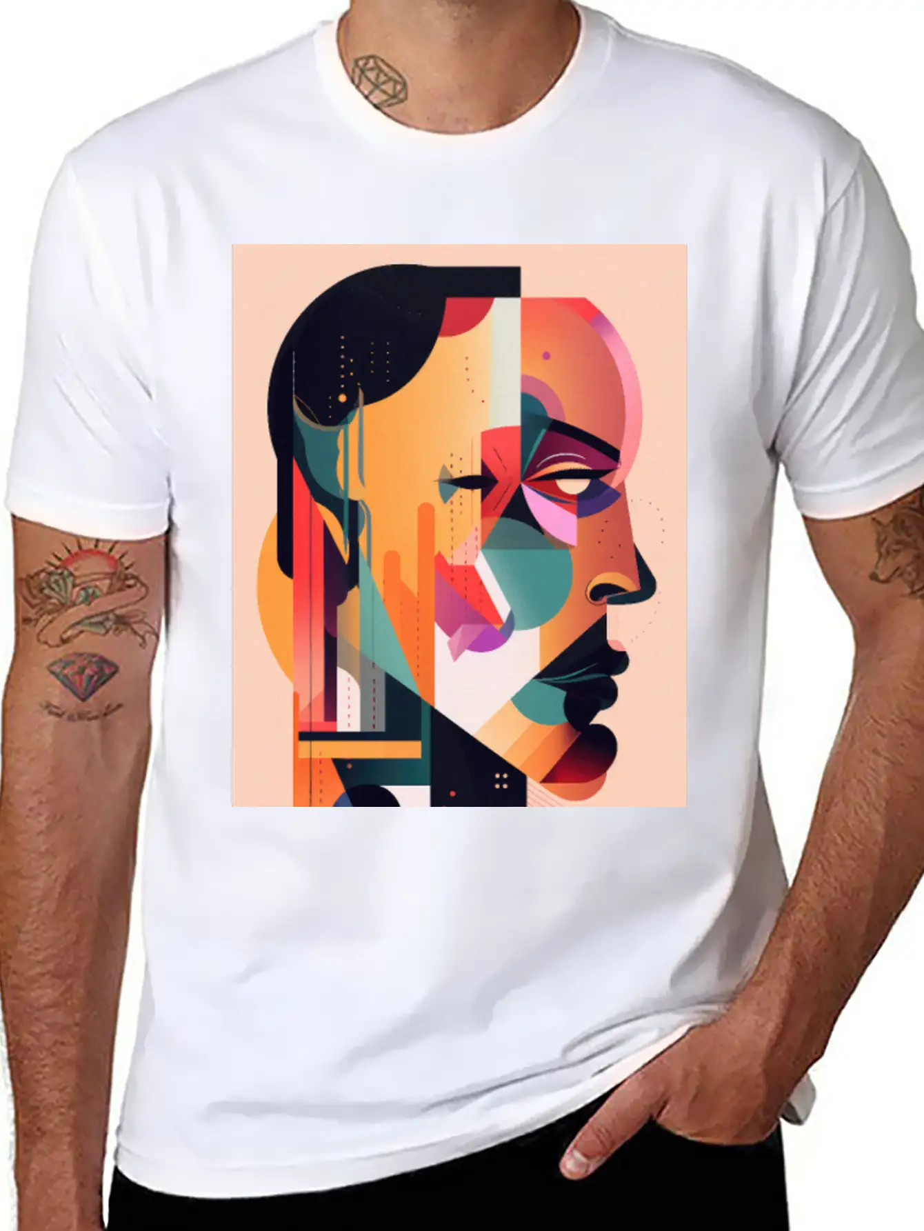 Abstract Face Art - Breaking The Chains Unisex Casual T-Shirt – Clean Design For Daily Comfort
